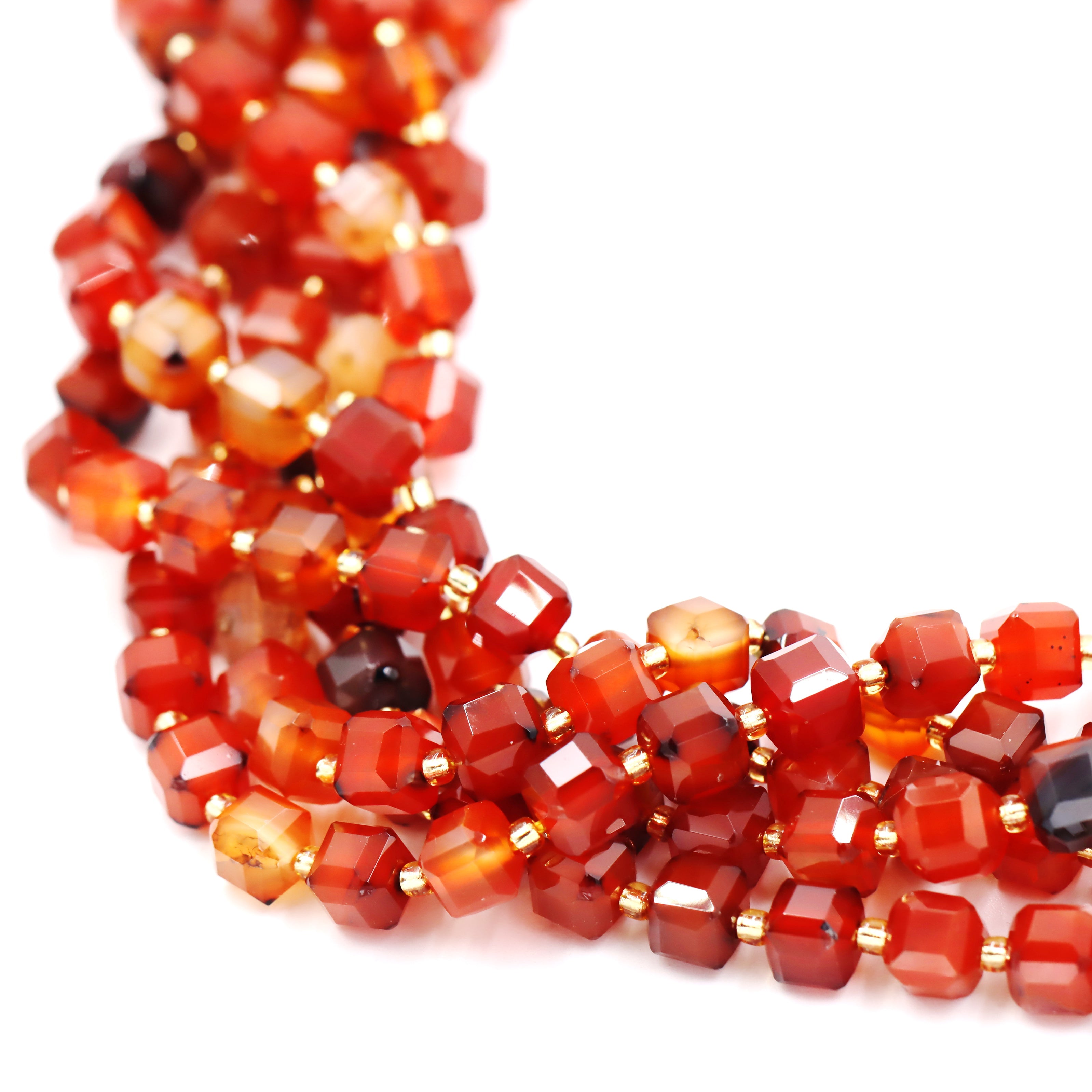 Malahill faceted cube stone beads for jewelry making, sold per bag 5 strands inside, Red Agate beads