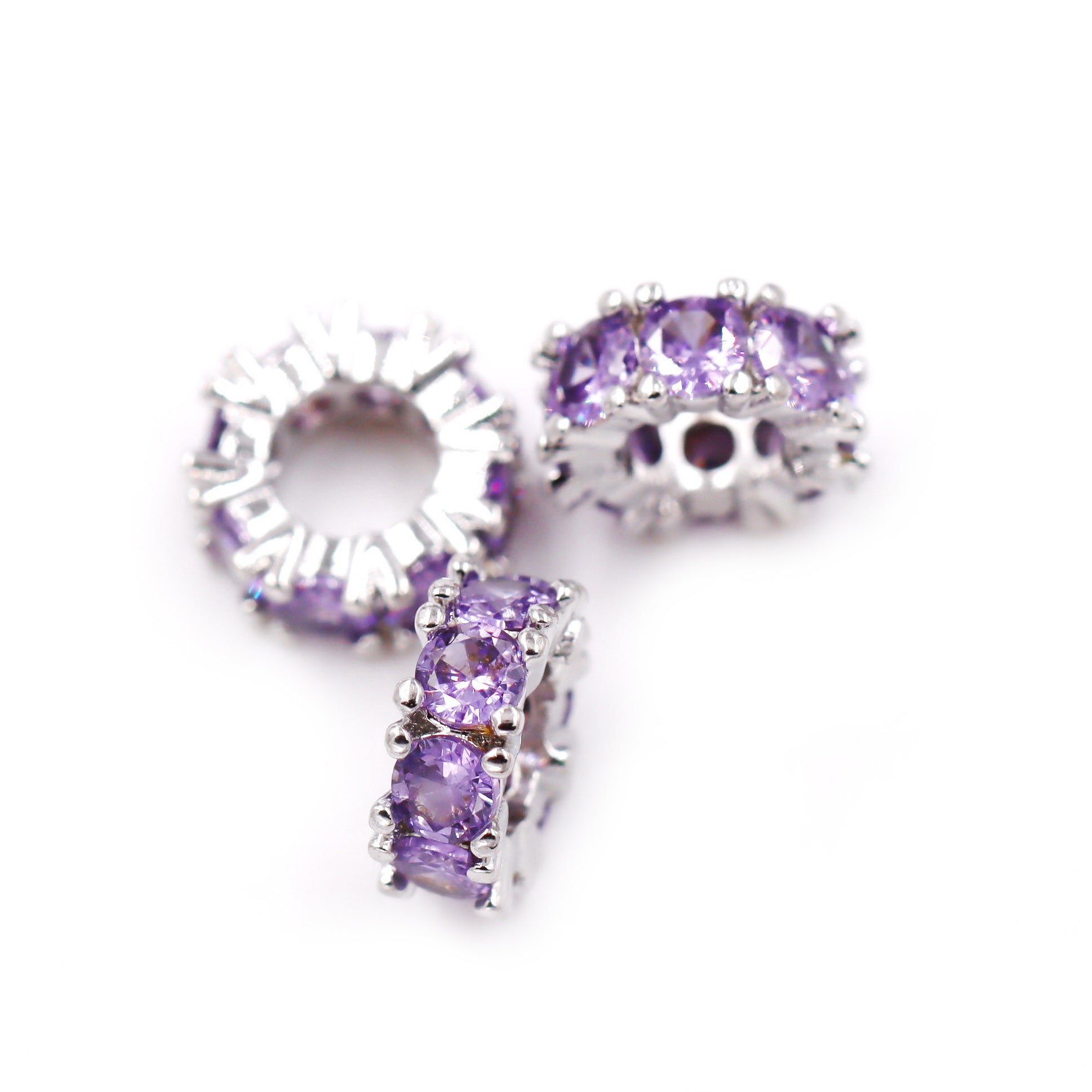 Malahill excellent quality cubic zirconia paved brass beads for jewelry making, sold per box 10 pieces inside