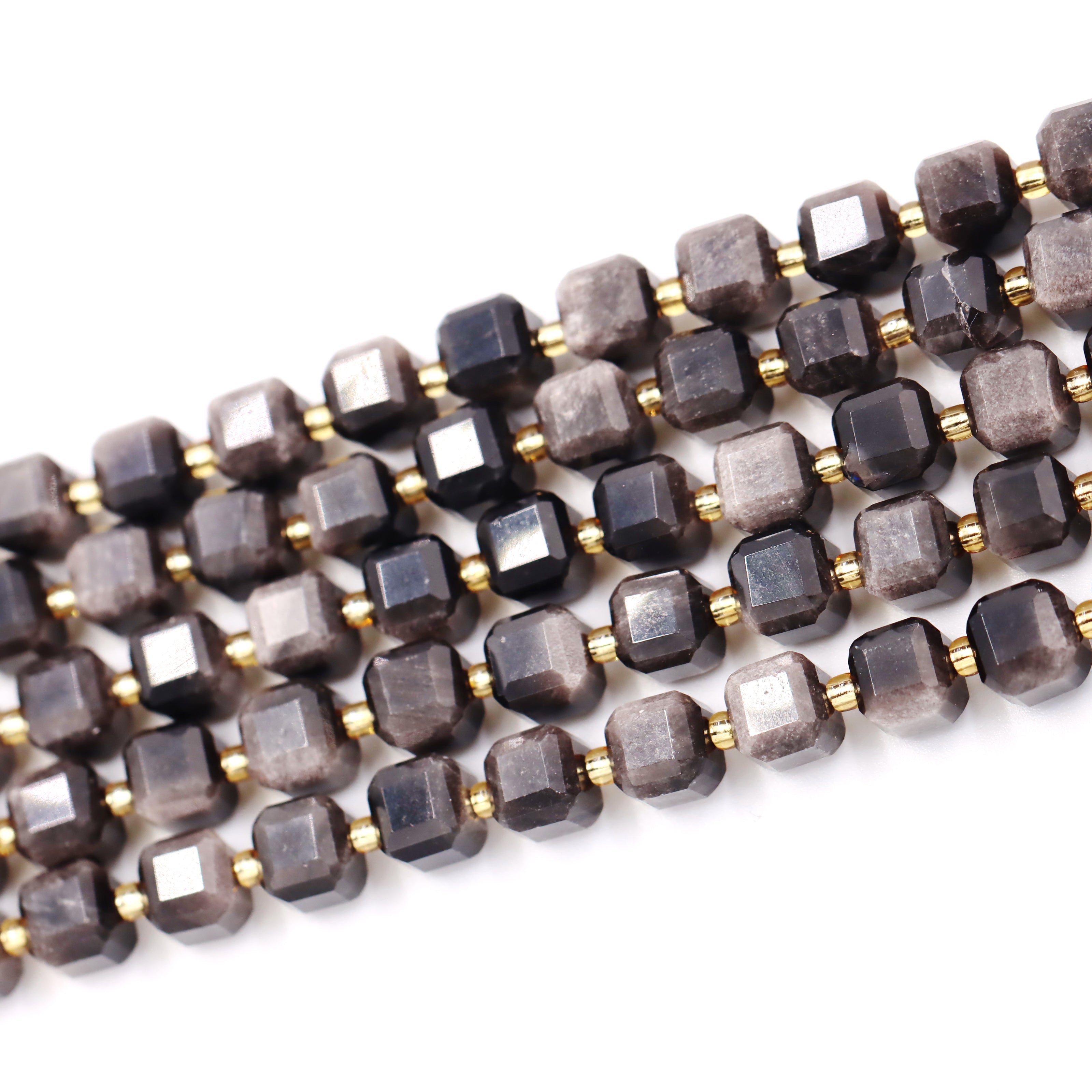 Malahill faceted cube stone beads for jewelry making, sold per bag 5 strands inside, Eagle Eye Jasper beads