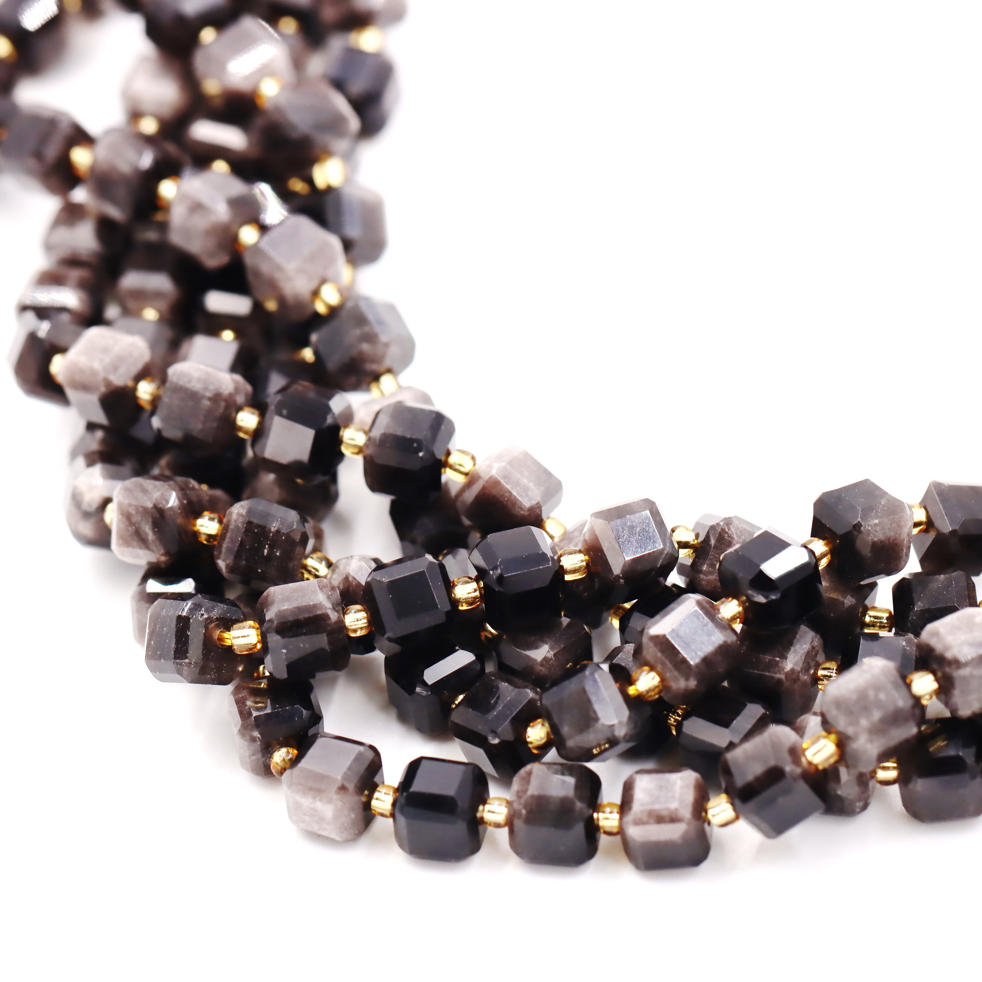 Malahill faceted cube stone beads for jewelry making, sold per bag 5 strands inside, Eagle Eye Jasper beads