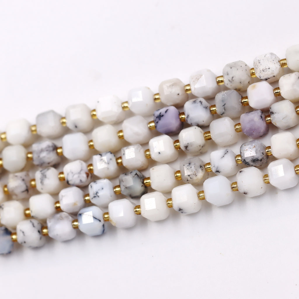 Malahill faceted cube stone beads for jewelry making, sold per bag 5 strands inside, White Jasper beads