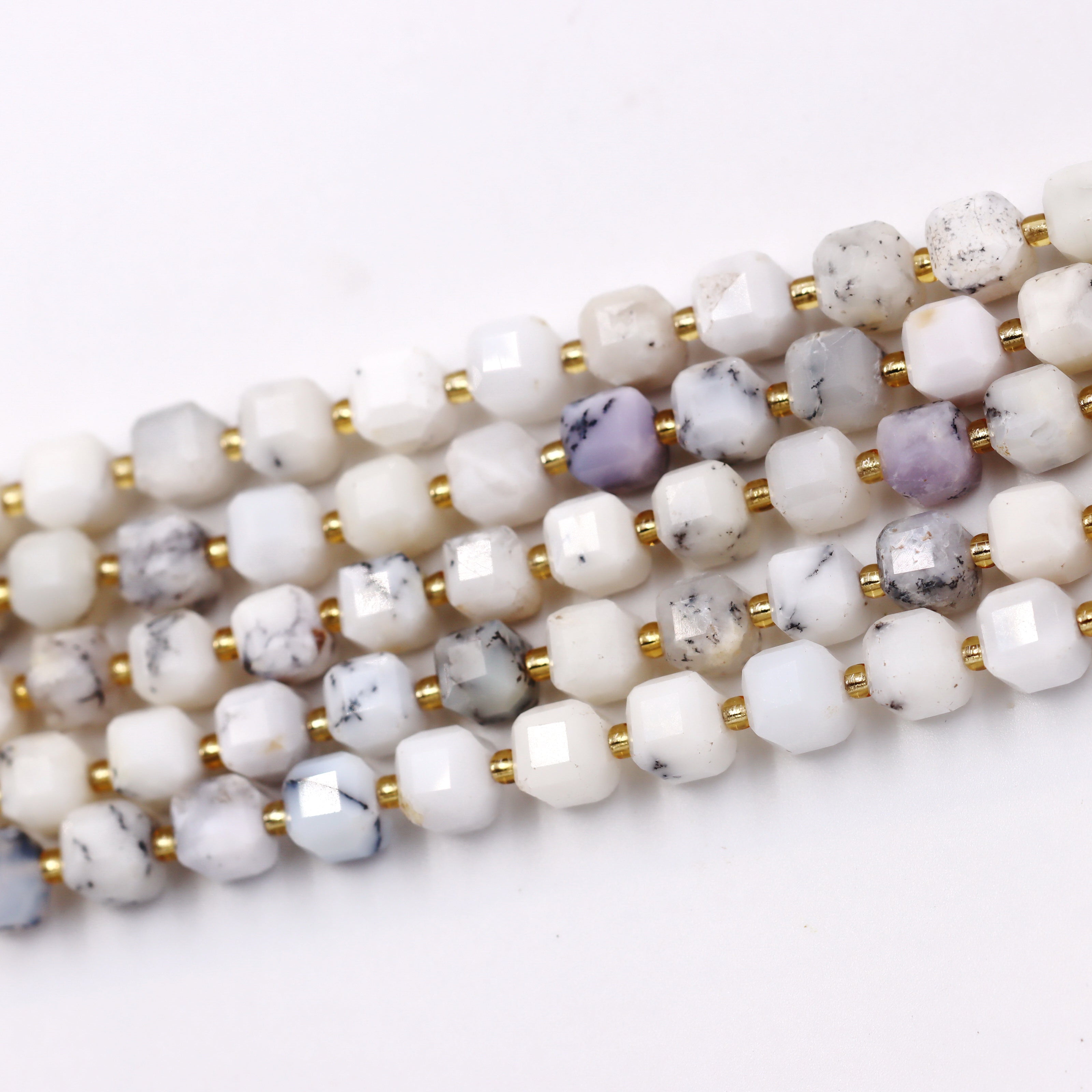 Malahill faceted cube stone beads for jewelry making, sold per bag 5 strands inside, White Jasper beads