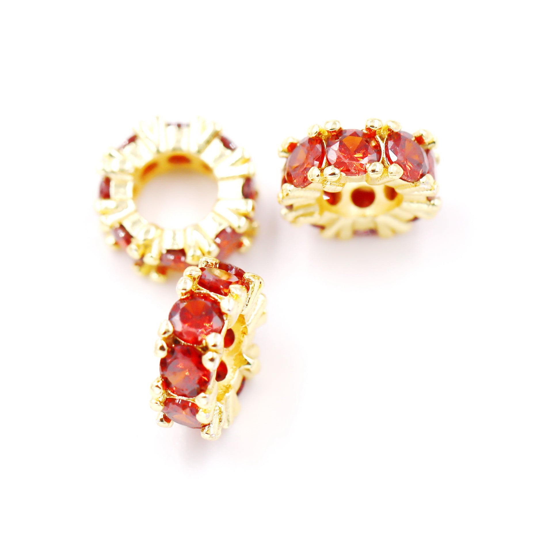 Malahill excellent quality cubic zirconia paved brass beads for jewelry making, sold per box 10 pieces inside