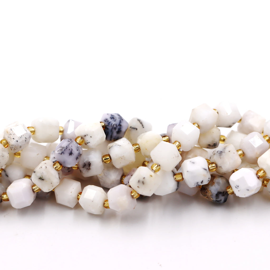 Malahill faceted cube stone beads for jewelry making, sold per bag 5 strands inside, White Jasper beads