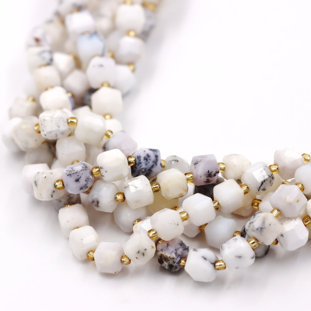 Malahill faceted cube stone beads for jewelry making, sold per bag 5 strands inside, White Jasper beads