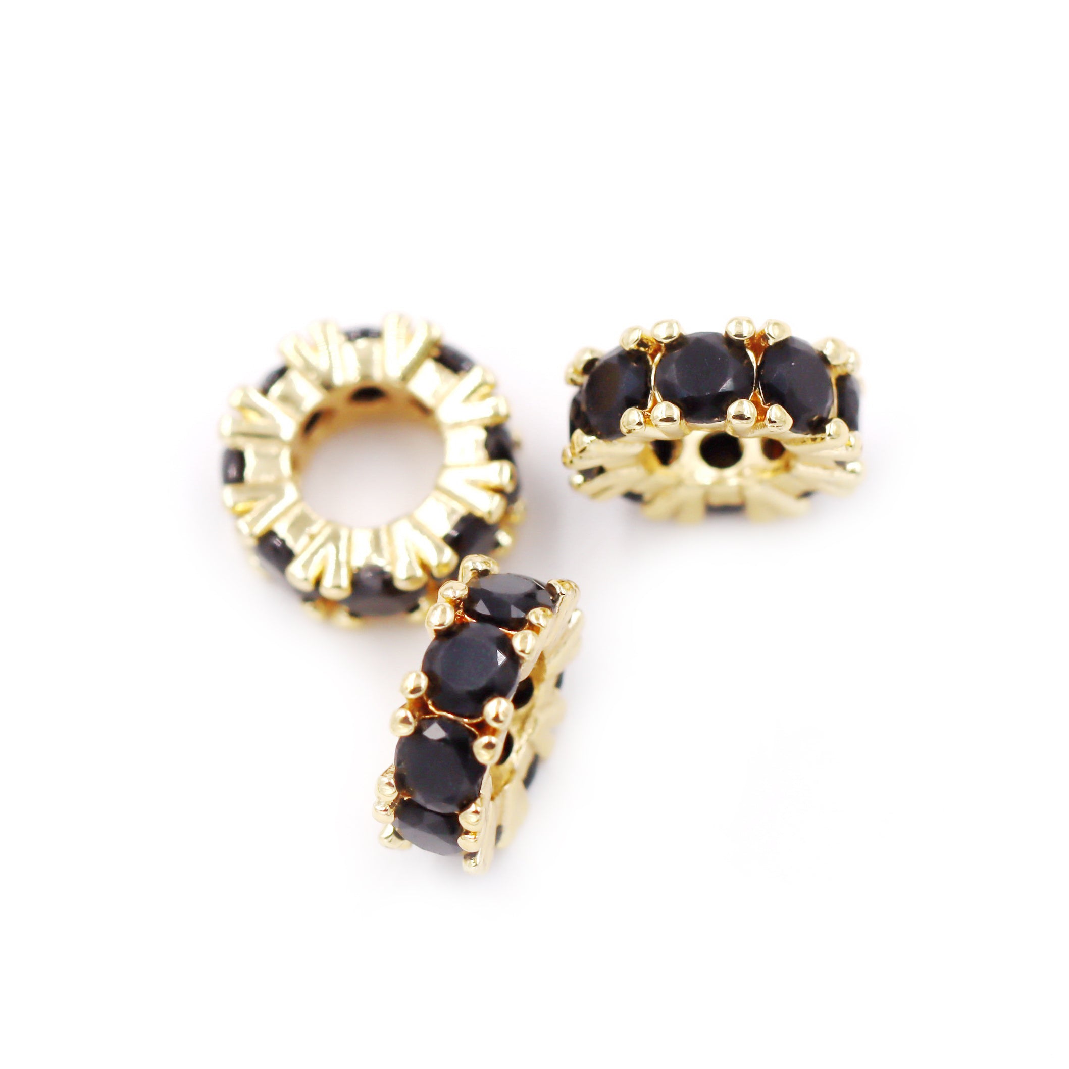 Malahill excellent quality cubic zirconia paved brass beads for jewelry making, sold per box 10 pieces inside