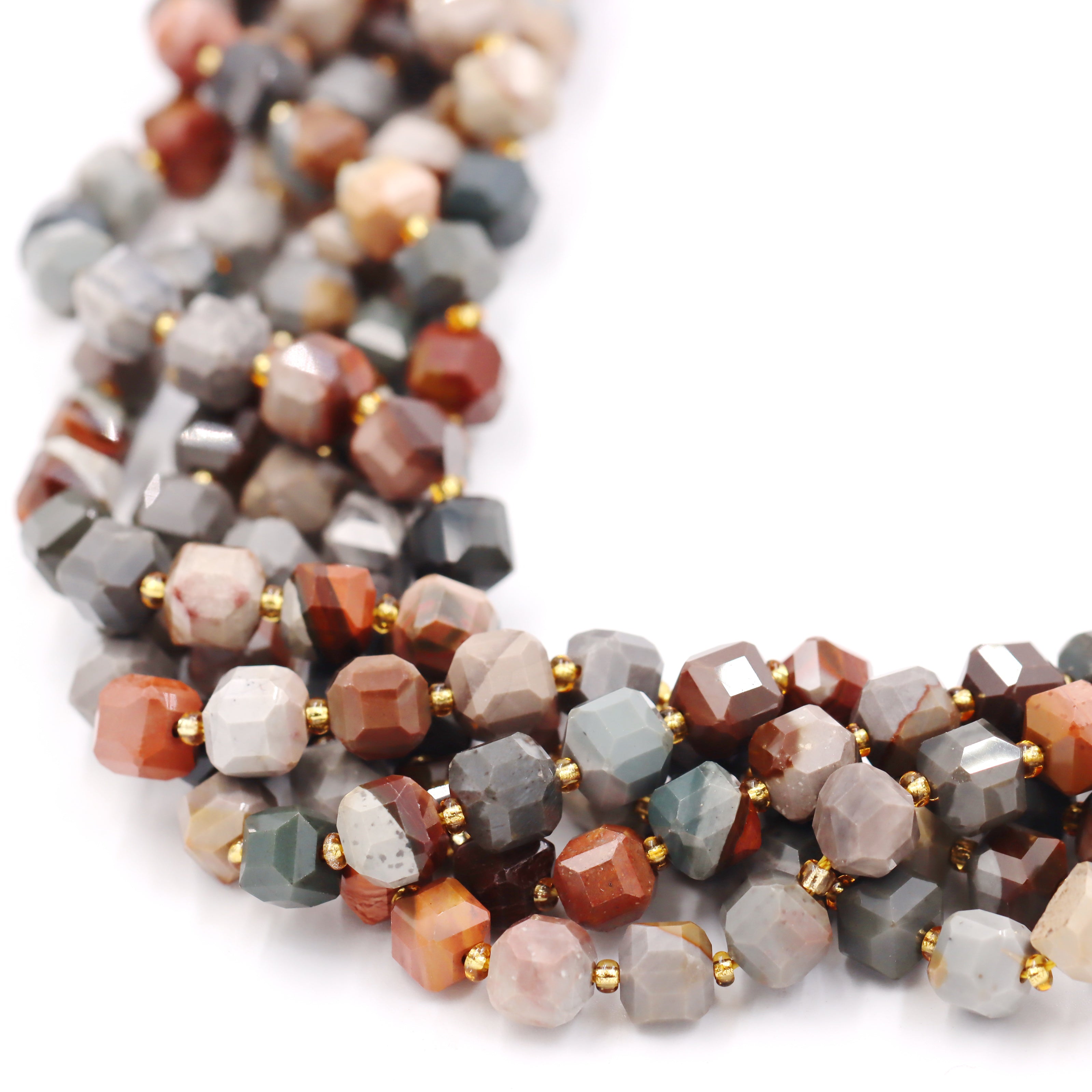 Malahill faceted cube stone beads for jewelry making, sold per bag 5 strands inside, Ocean Jasper beads