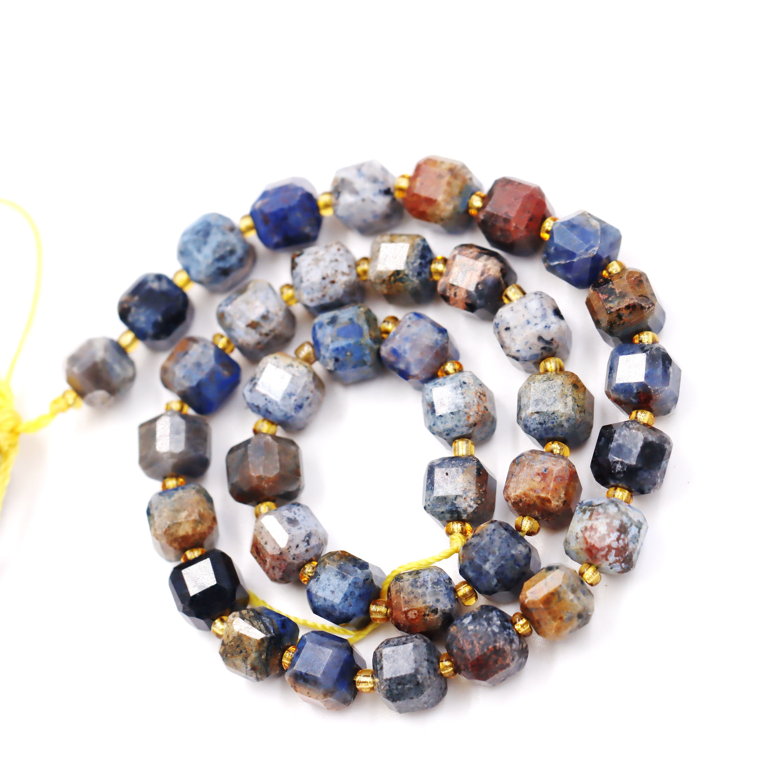 Malahill faceted cube stone beads for jewelry making, sold per bag 5 strands inside, Sunset Jasper beads