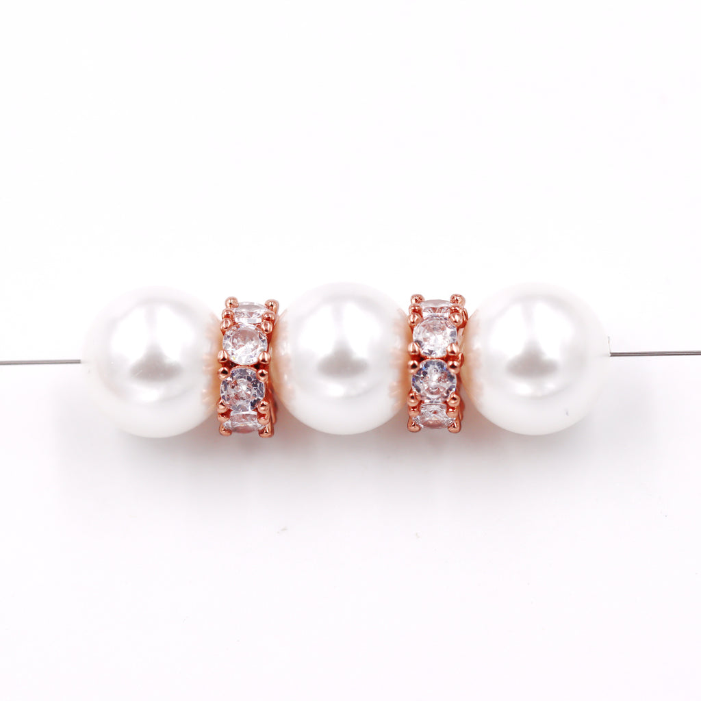 Malahill excellent quality cubic zirconia paved brass beads for jewelry making, sold per box 10 pieces inside