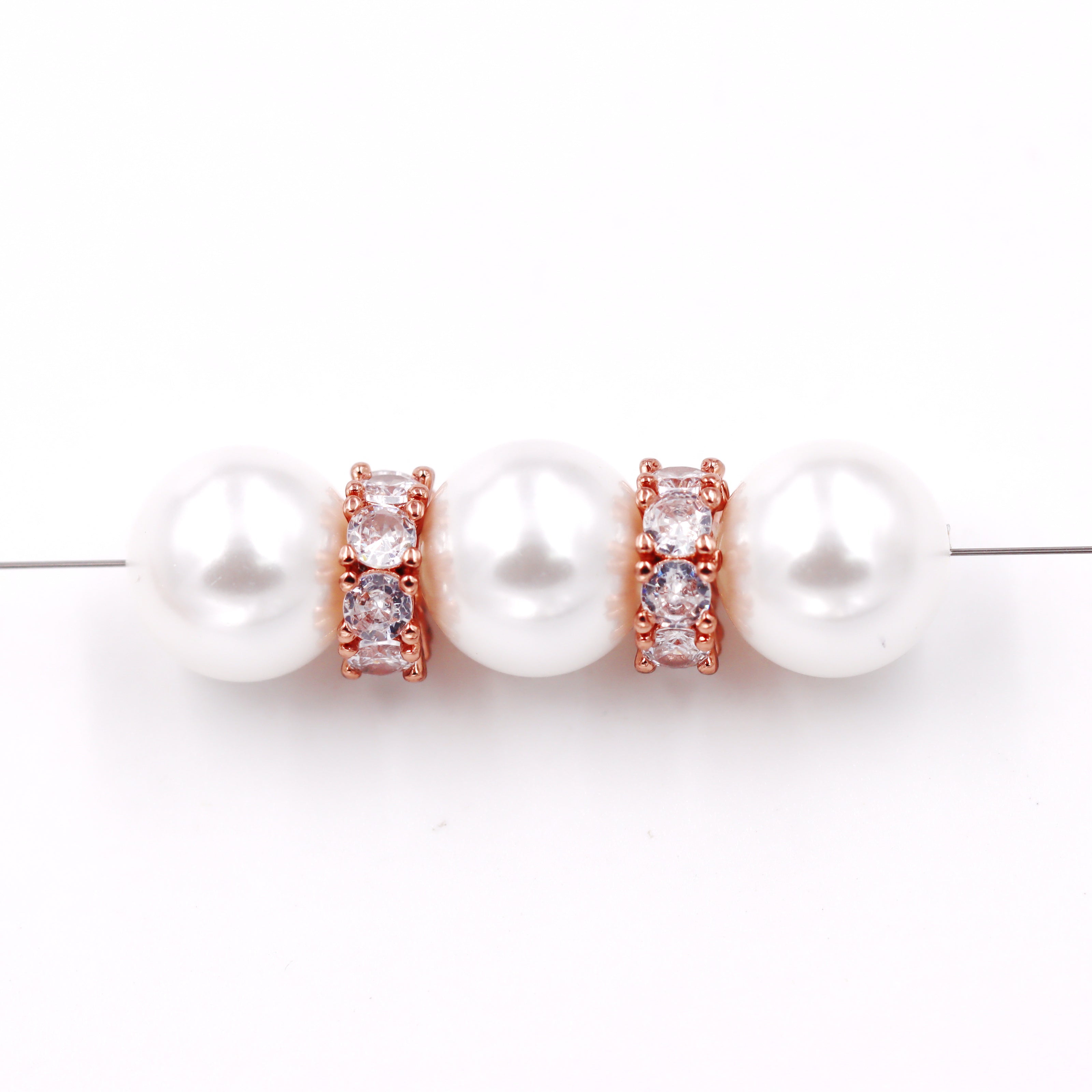 Malahill excellent quality cubic zirconia paved brass beads for jewelry making, sold per box 10 pieces inside