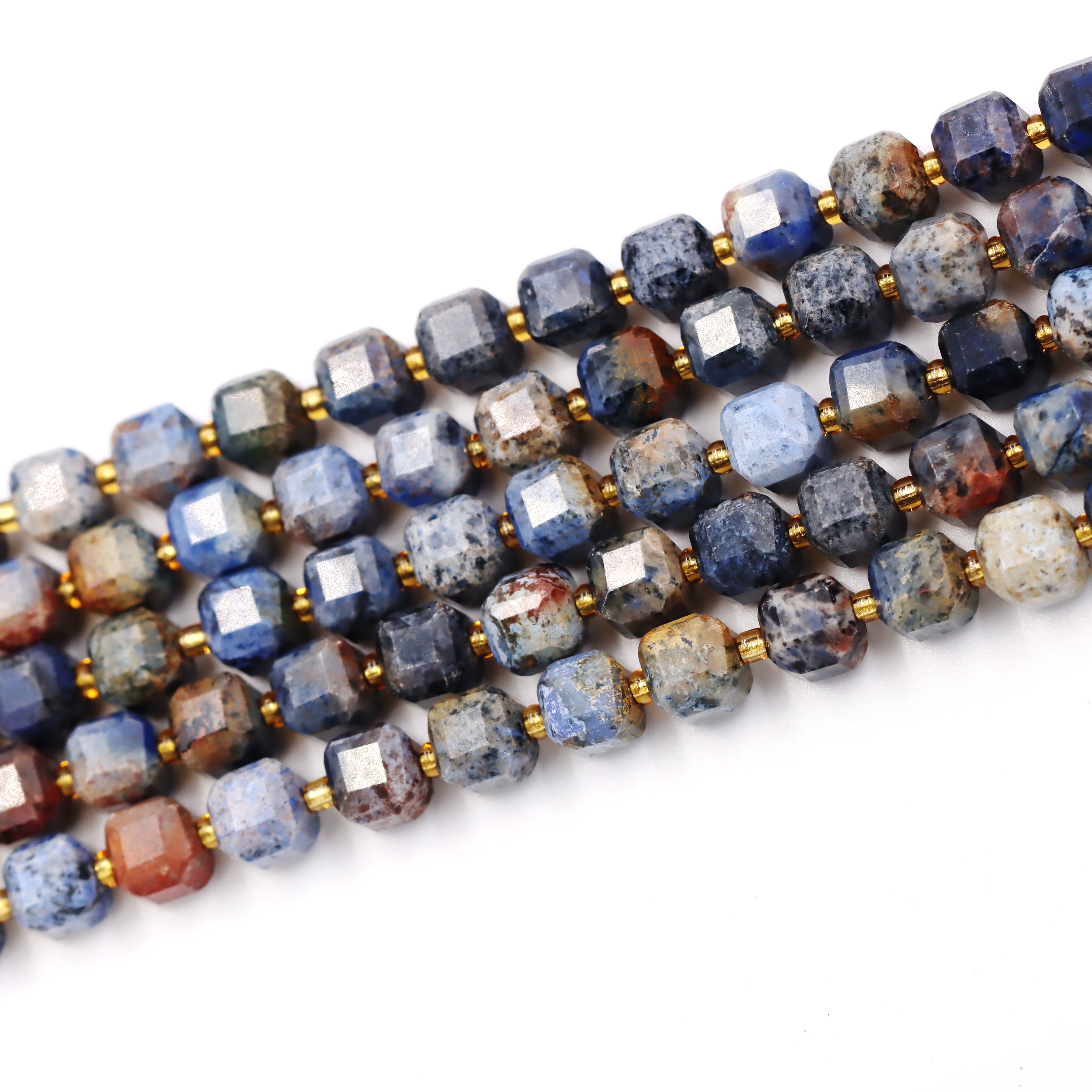 Malahill faceted cube stone beads for jewelry making, sold per bag 5 strands inside, Sunset Jasper beads
