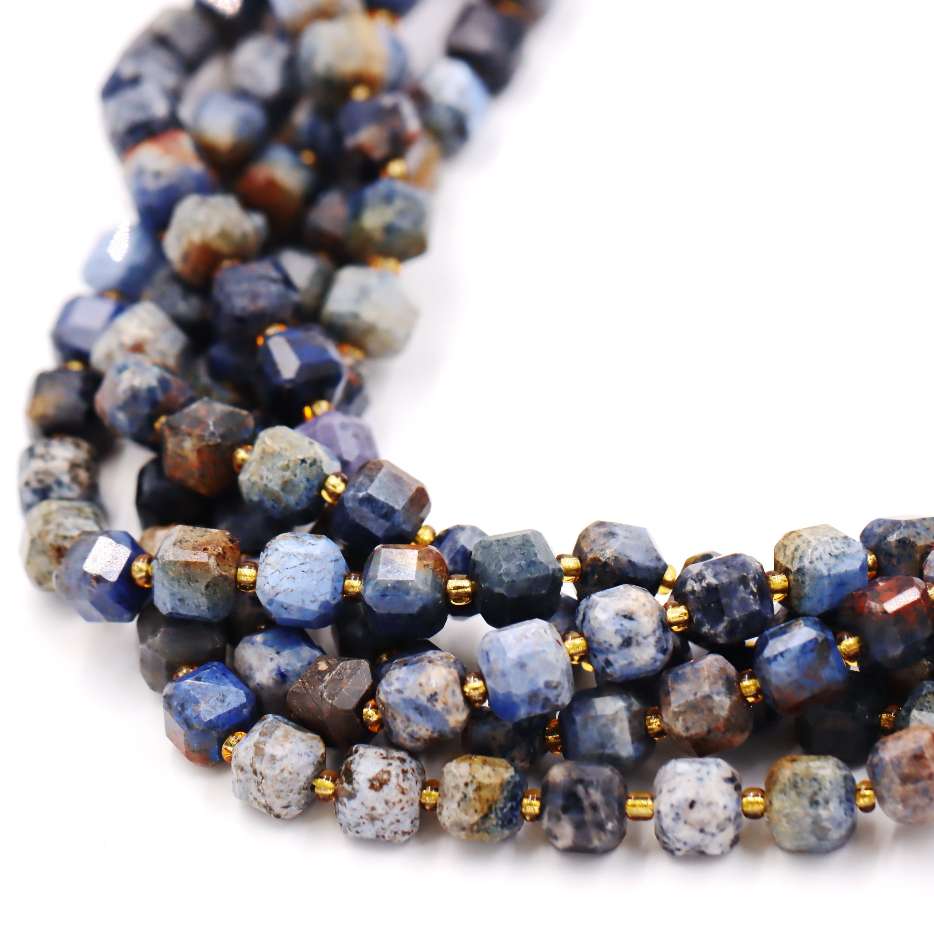 Malahill faceted cube stone beads for jewelry making, sold per bag 5 strands inside, Sunset Jasper beads