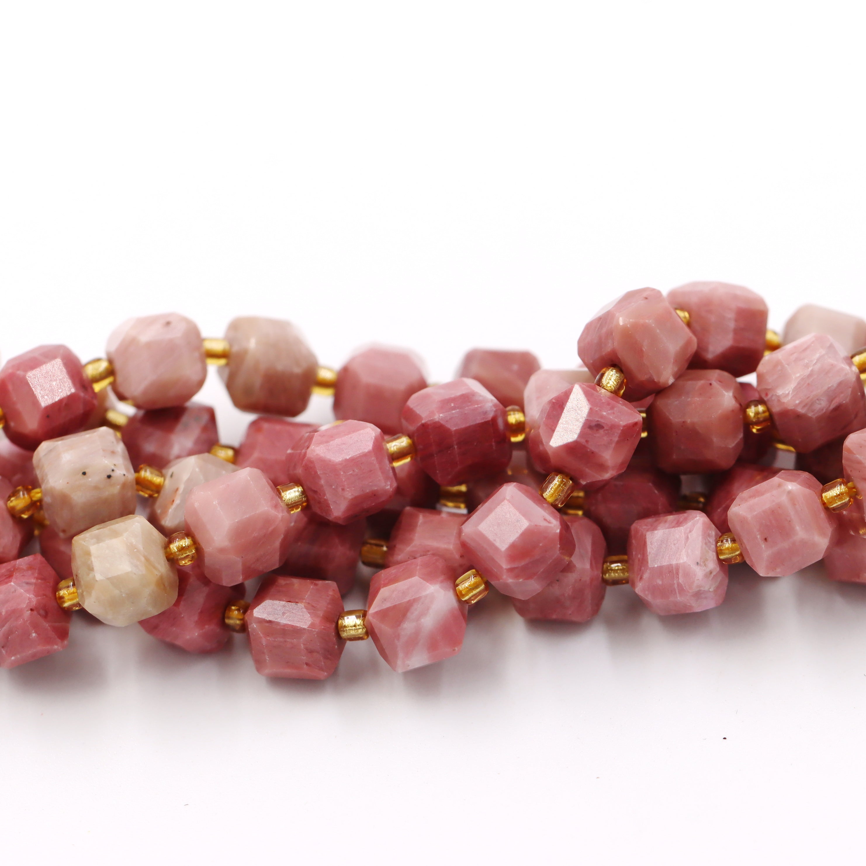 Malahill faceted cube stone beads for jewelry making, sold per bag 5 strands inside, Rhodonite beads