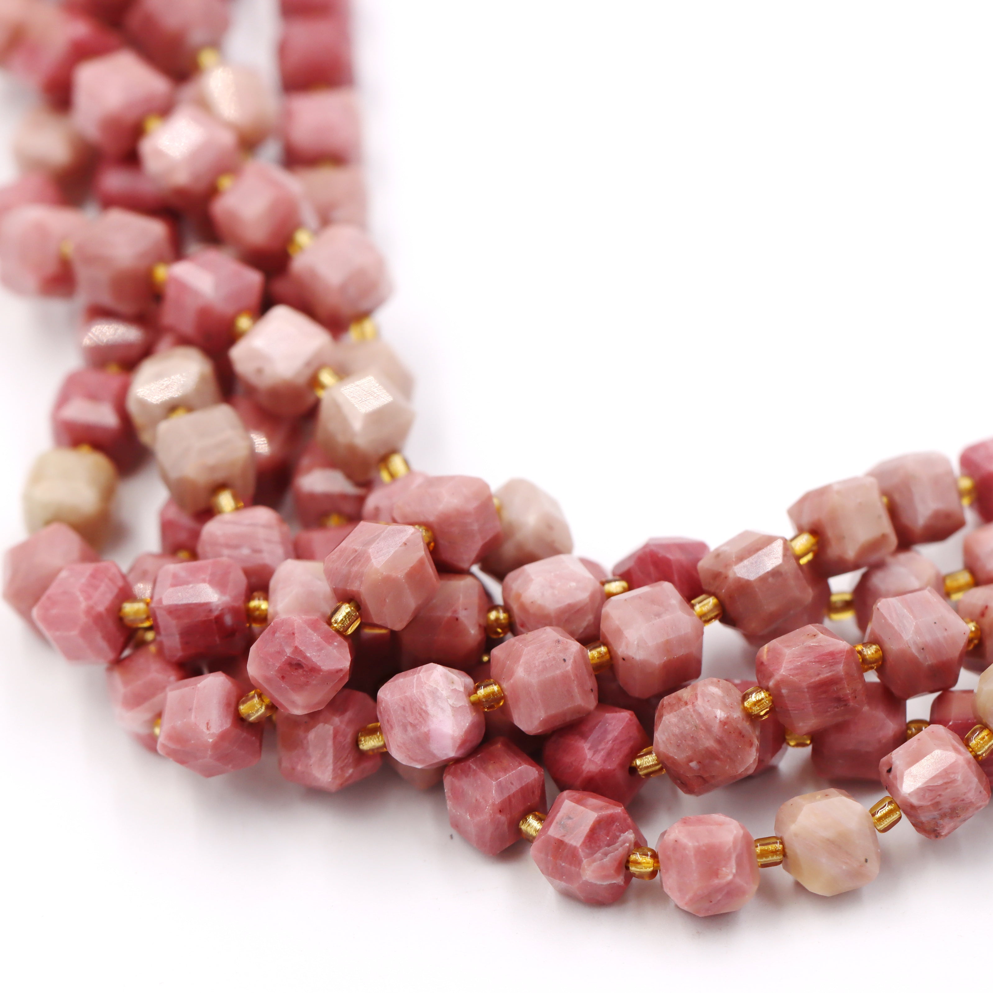 Malahill faceted cube stone beads for jewelry making, sold per bag 5 strands inside, Rhodonite beads