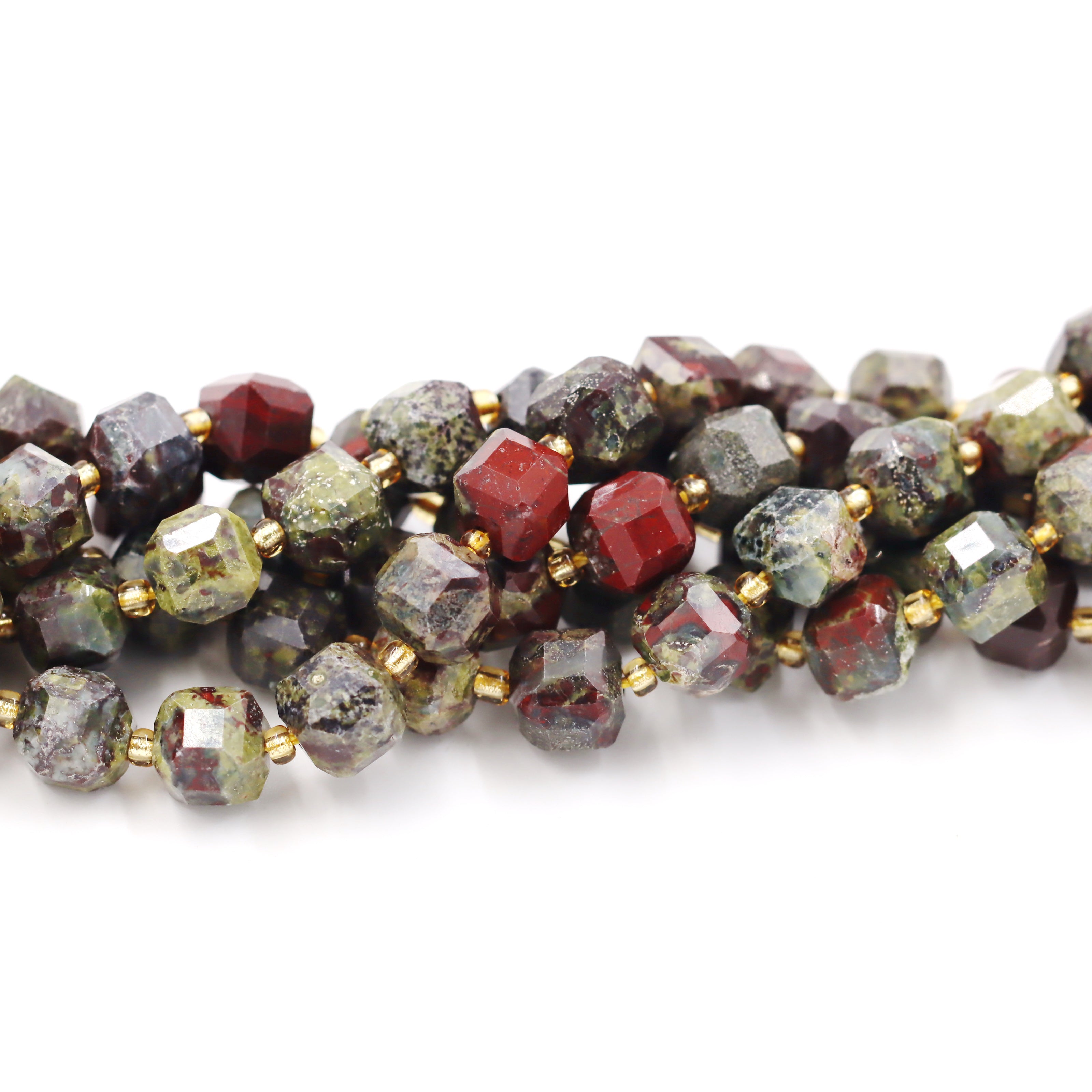 Malahill faceted cube stone beads for jewelry making, sold per bag 5 strands inside, Russia Bloodstone beads