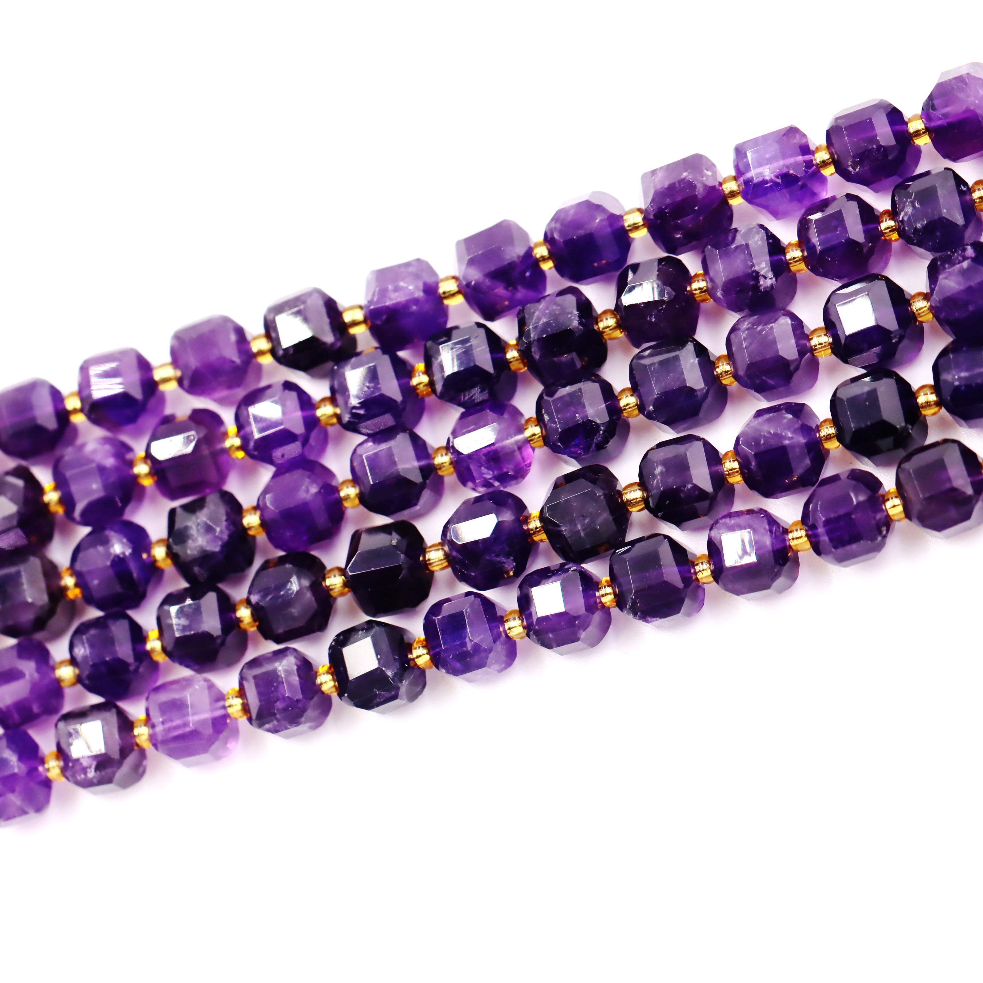 Malahill faceted cube stone beads for jewelry making, sold per bag 5 strands inside, Dark Amethyst beads