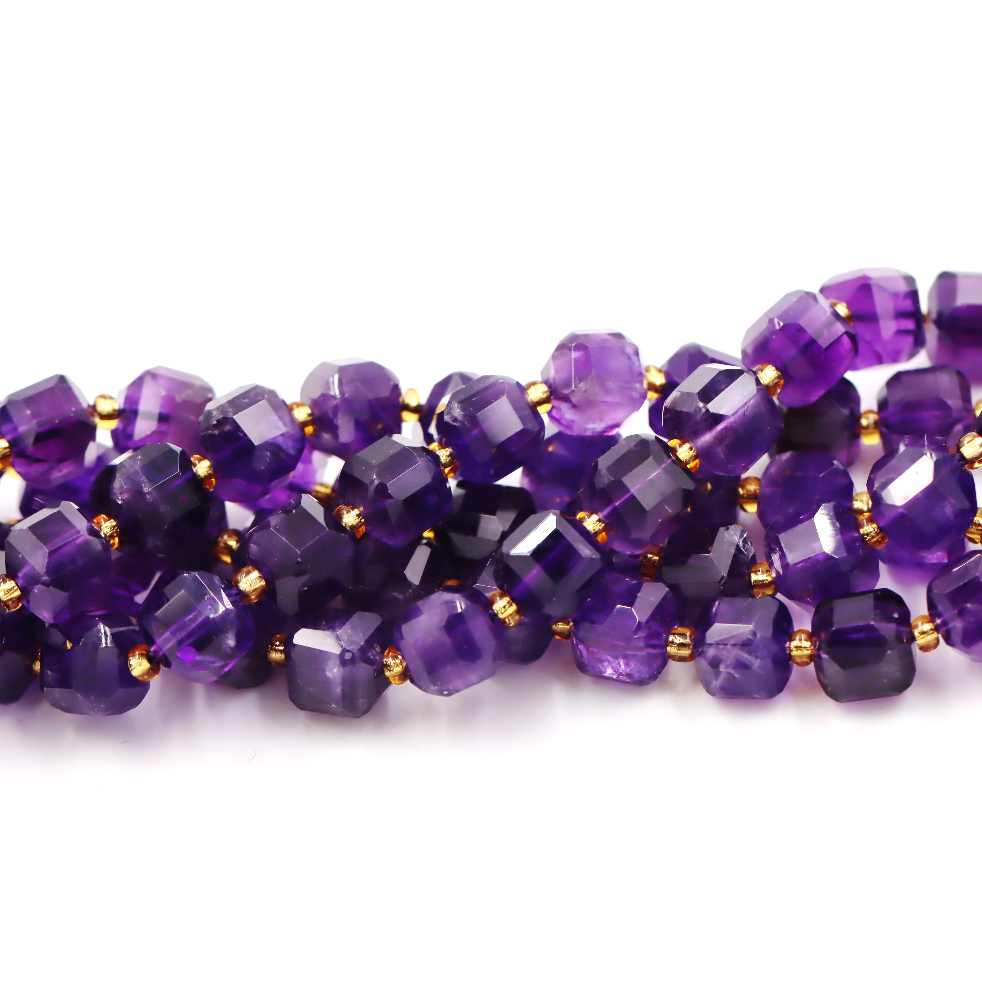 Malahill faceted cube stone beads for jewelry making, sold per bag 5 strands inside, Dark Amethyst beads