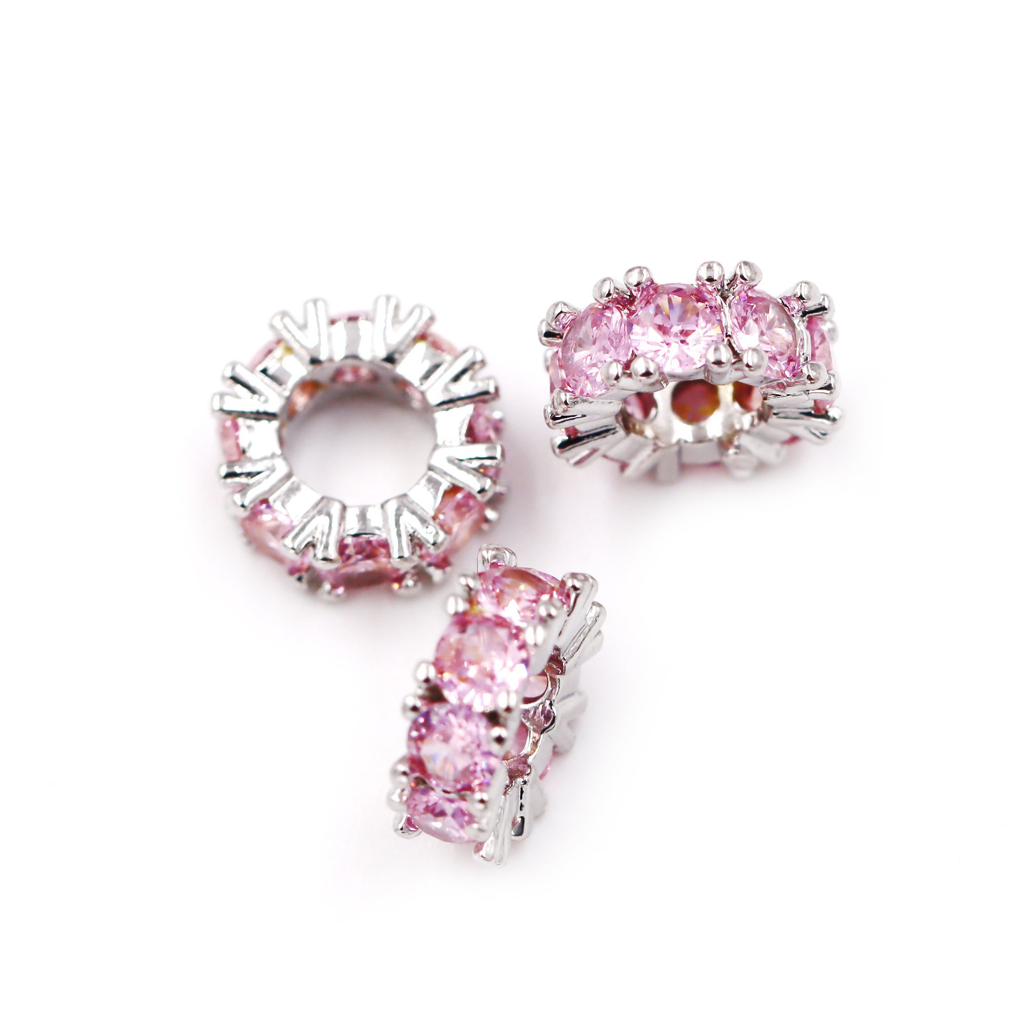 Malahill excellent quality cubic zirconia paved brass beads for jewelry making, sold per box 10 pieces inside