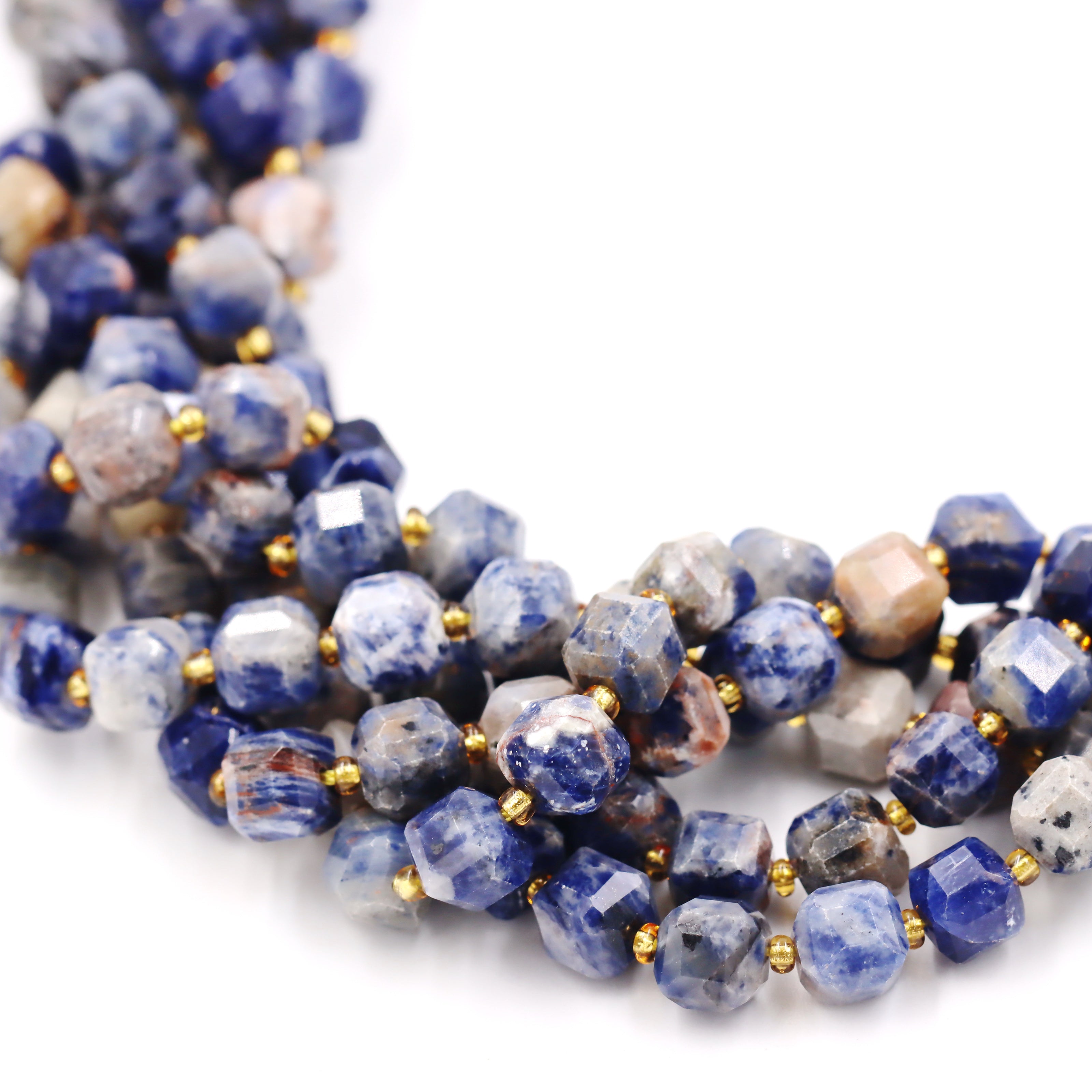 Malahill faceted cube stone beads for jewelry making, sold per bag 5 strands inside, Sodalite AB beads