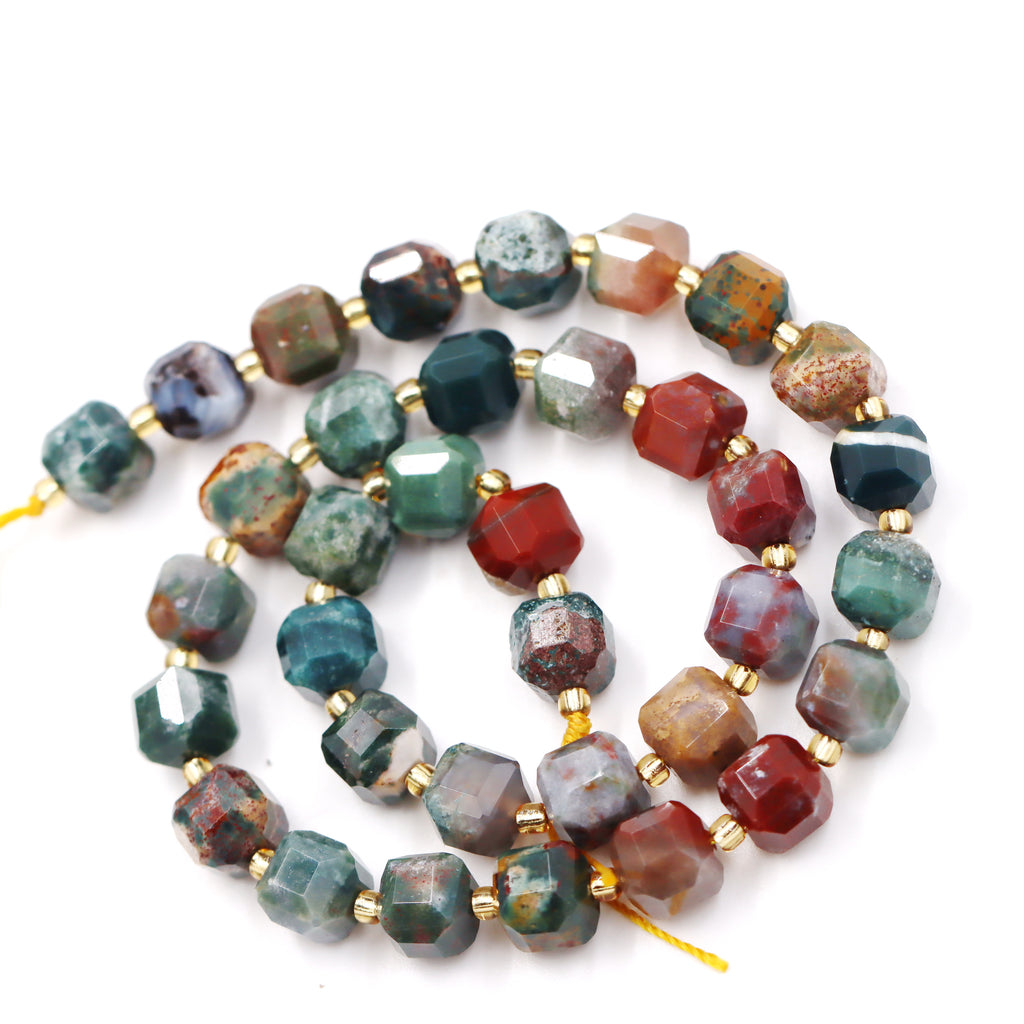 Malahill faceted cube stone beads for jewelry making, sold per bag 5 strands inside, Ocean Jade beads