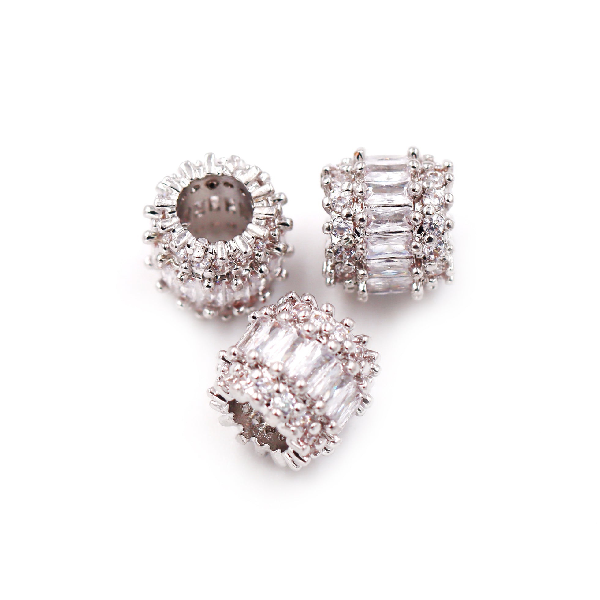 Malahill excellent quality cubic zirconia paved brass beads for jewelry making, sold per box 10 pieces inside