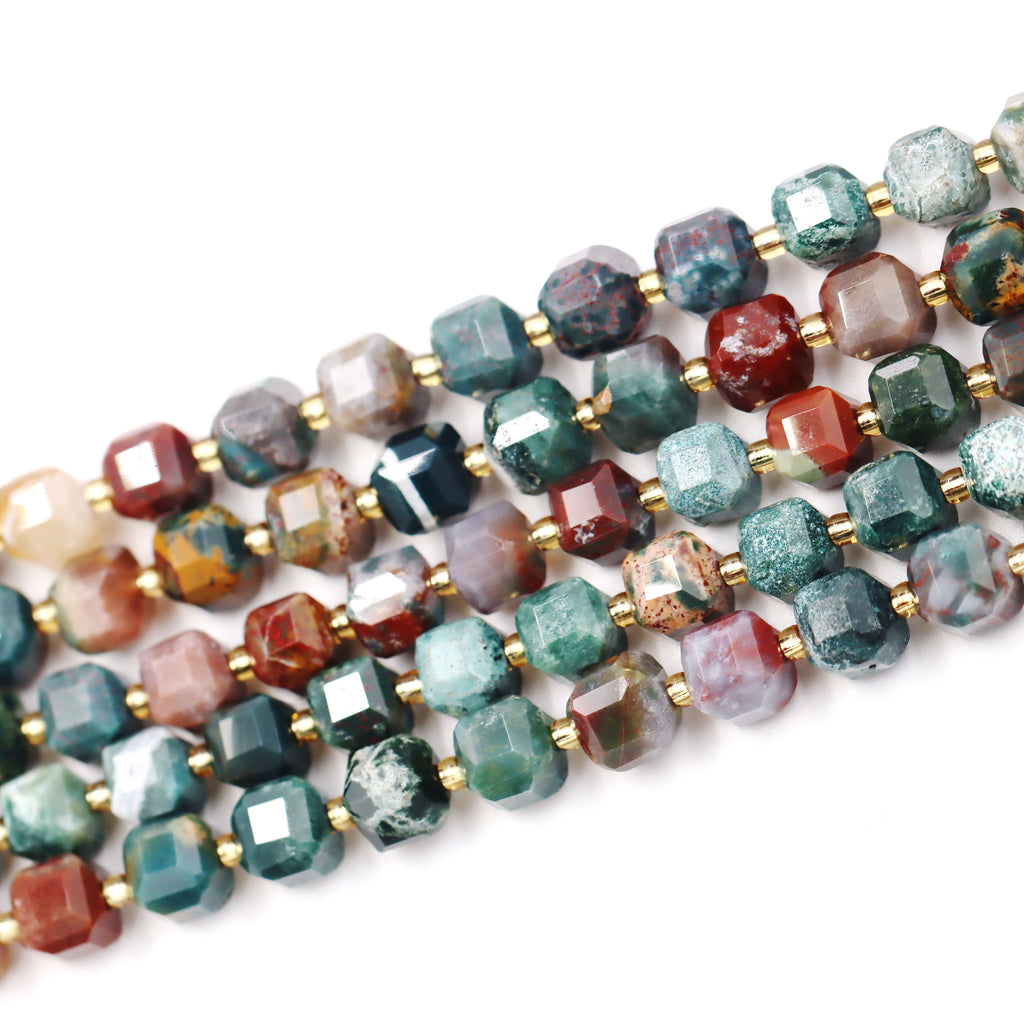 Malahill faceted cube stone beads for jewelry making, sold per bag 5 strands inside, Ocean Jade beads