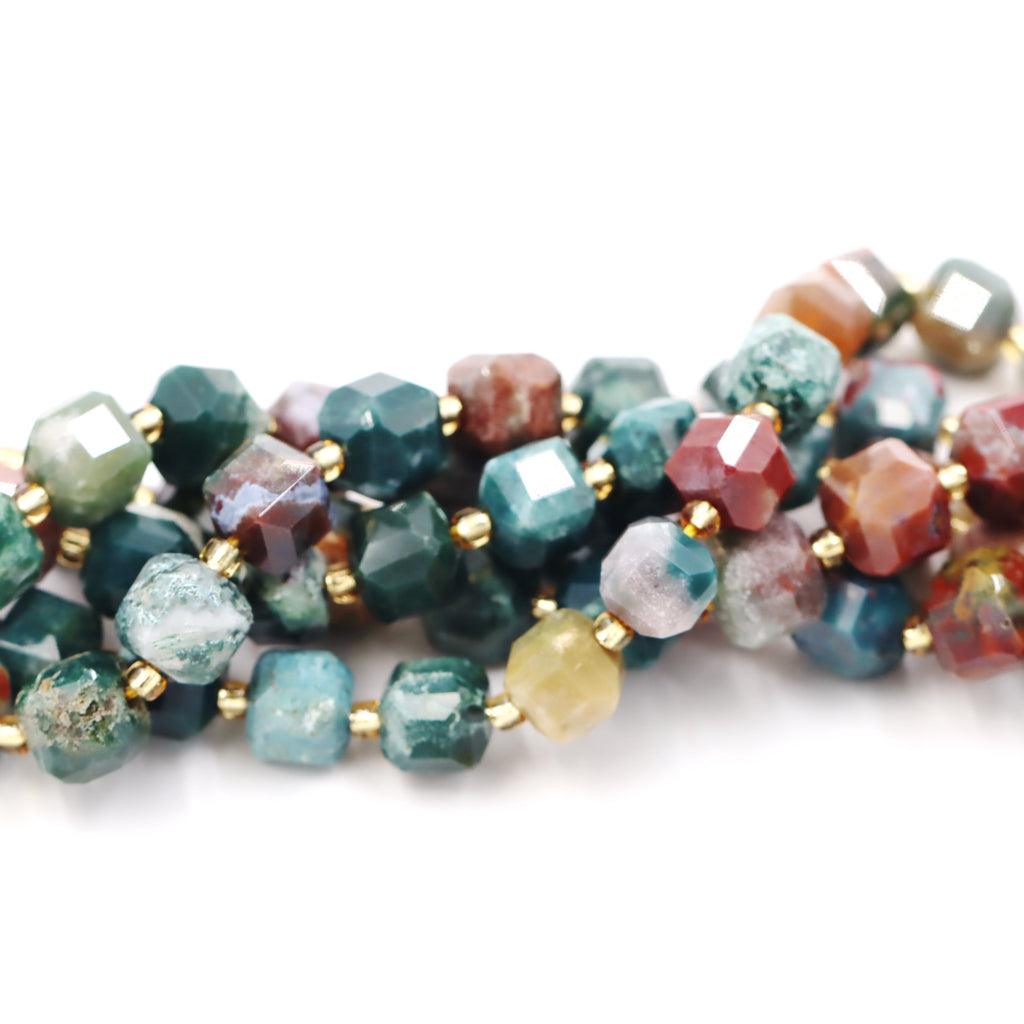Malahill faceted cube stone beads for jewelry making, sold per bag 5 strands inside, Ocean Jade beads