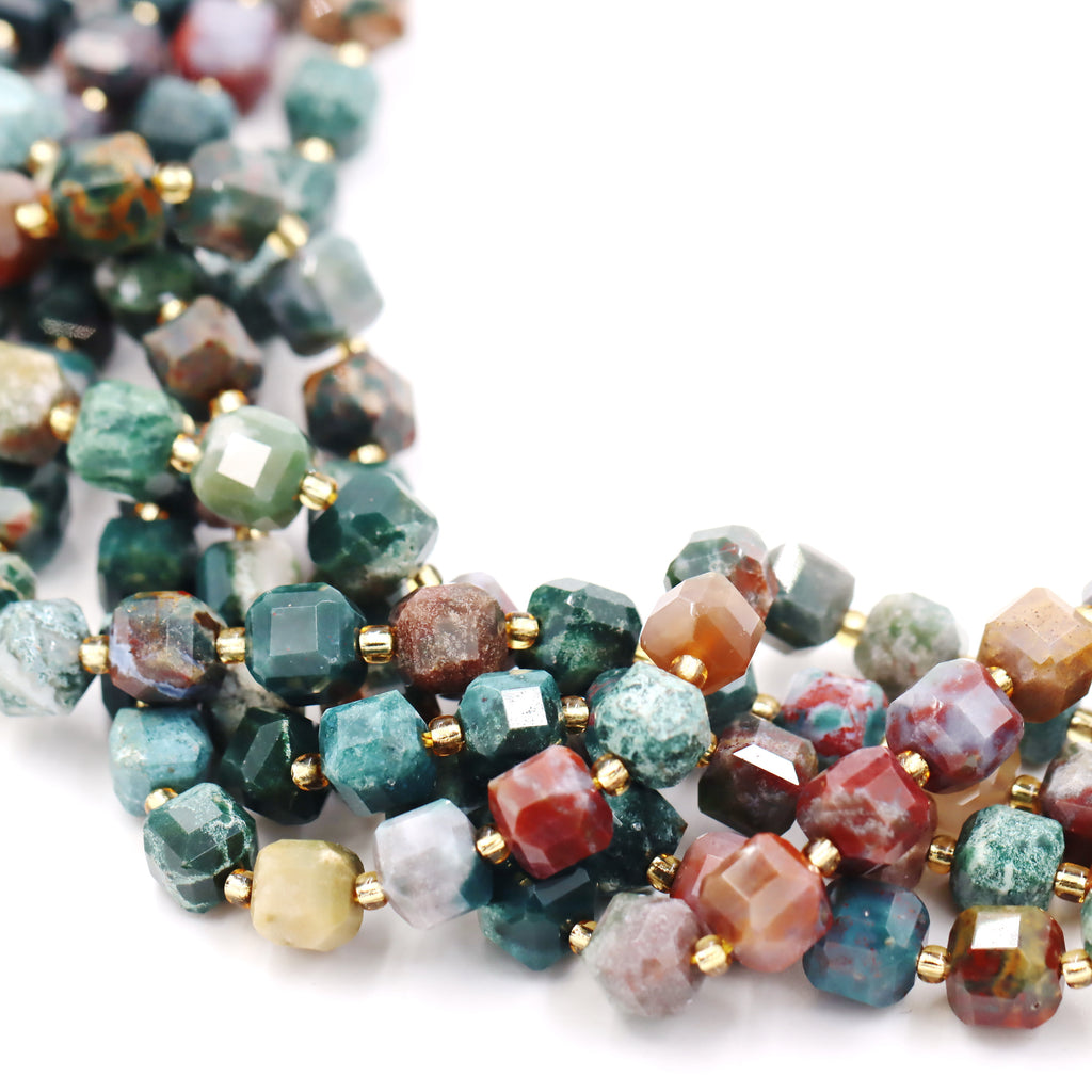 Malahill faceted cube stone beads for jewelry making, sold per bag 5 strands inside, Ocean Jade beads