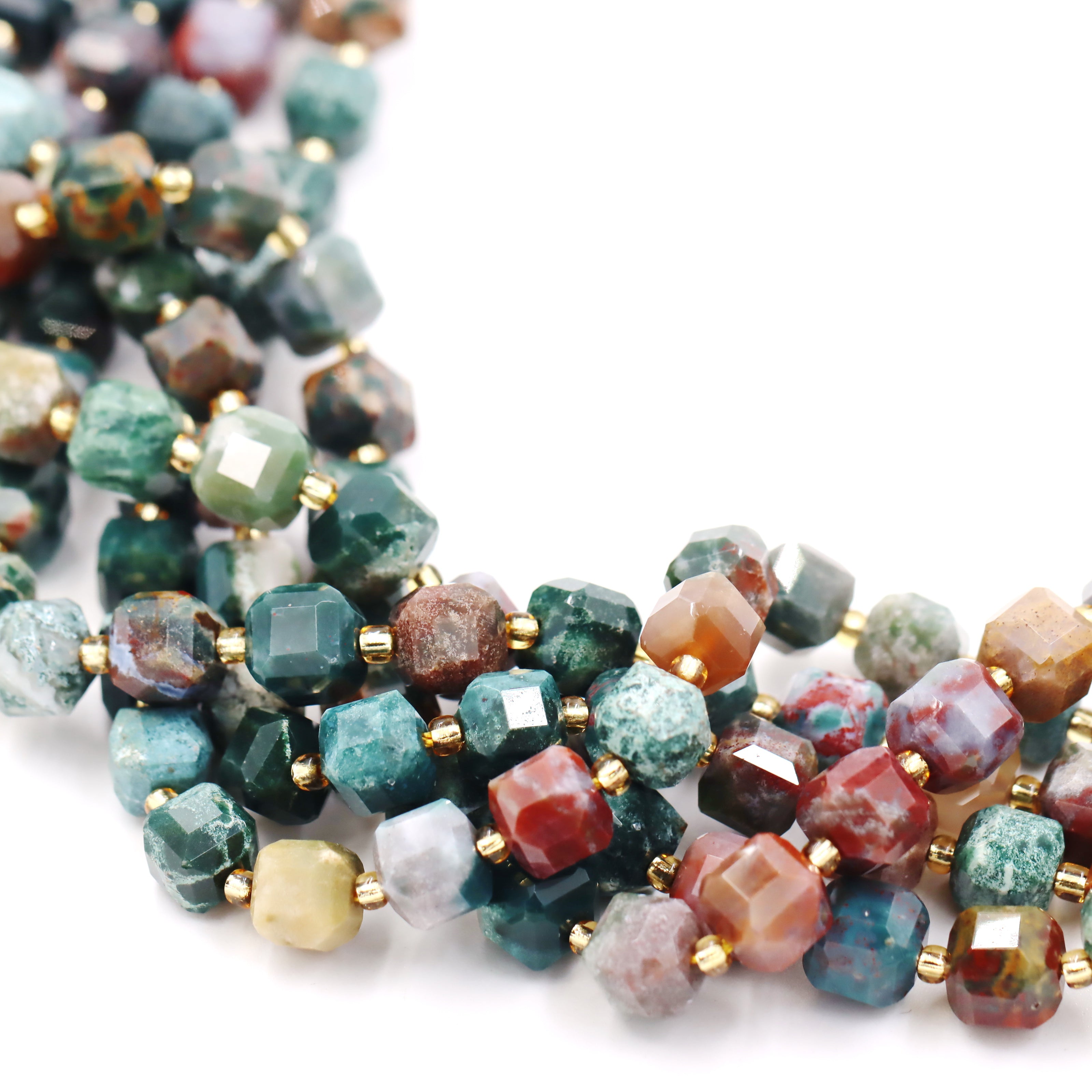 Malahill faceted cube stone beads for jewelry making, sold per bag 5 strands inside, Ocean Jade beads
