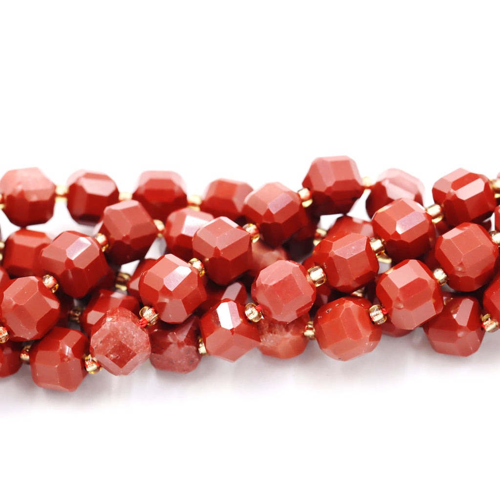Malahill faceted cube stone beads for jewelry making, sold per bag 5 strands inside, Red Jasper A beads