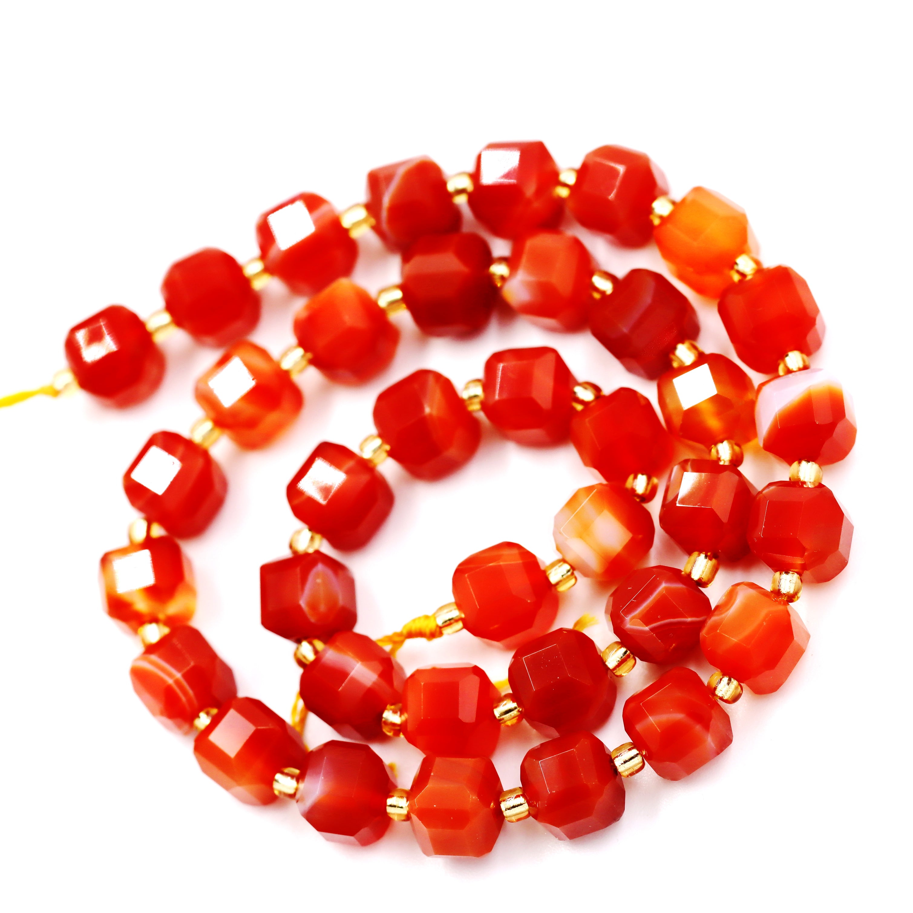 Malahill faceted cube stone beads for jewelry making, sold per bag 5 strands inside, Red Carnelian A beads