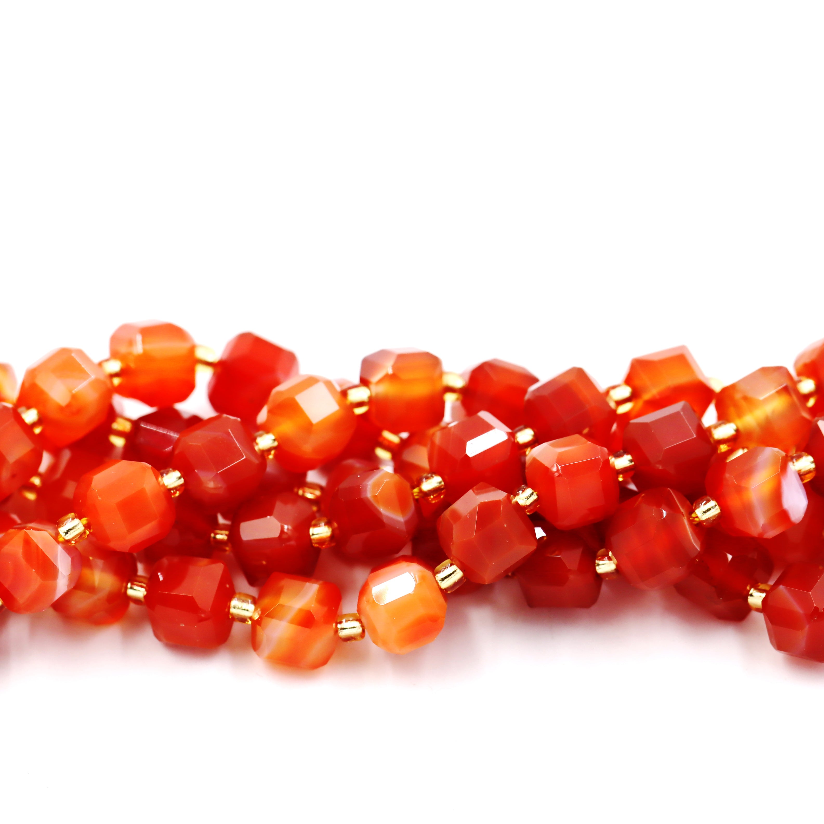 Malahill faceted cube stone beads for jewelry making, sold per bag 5 strands inside, Red Carnelian A beads