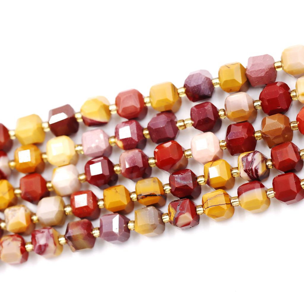 Malahill faceted cube stone beads for jewelry making, sold per bag 5 strands inside, Mookaite beads