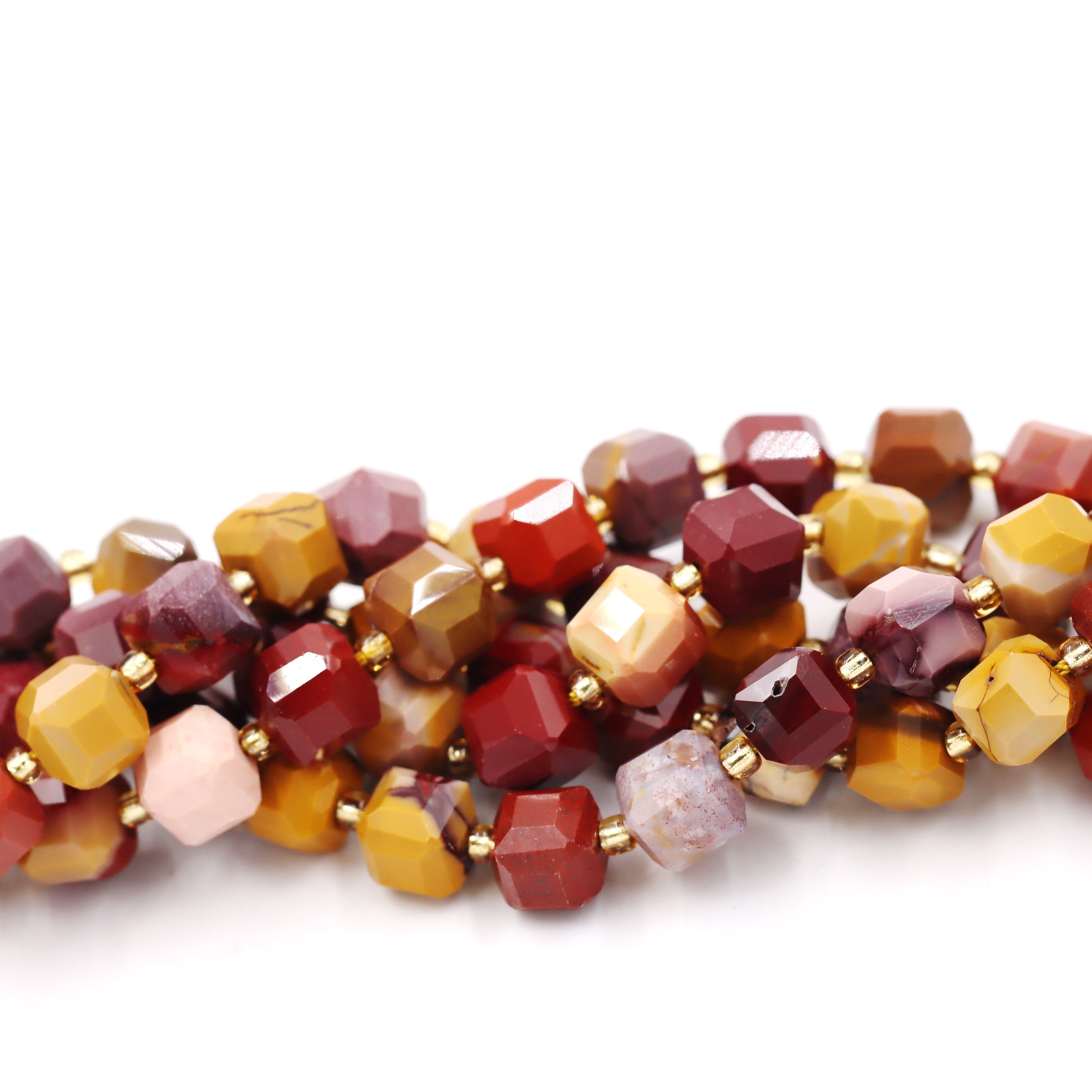Malahill faceted cube stone beads for jewelry making, sold per bag 5 strands inside, Mookaite beads