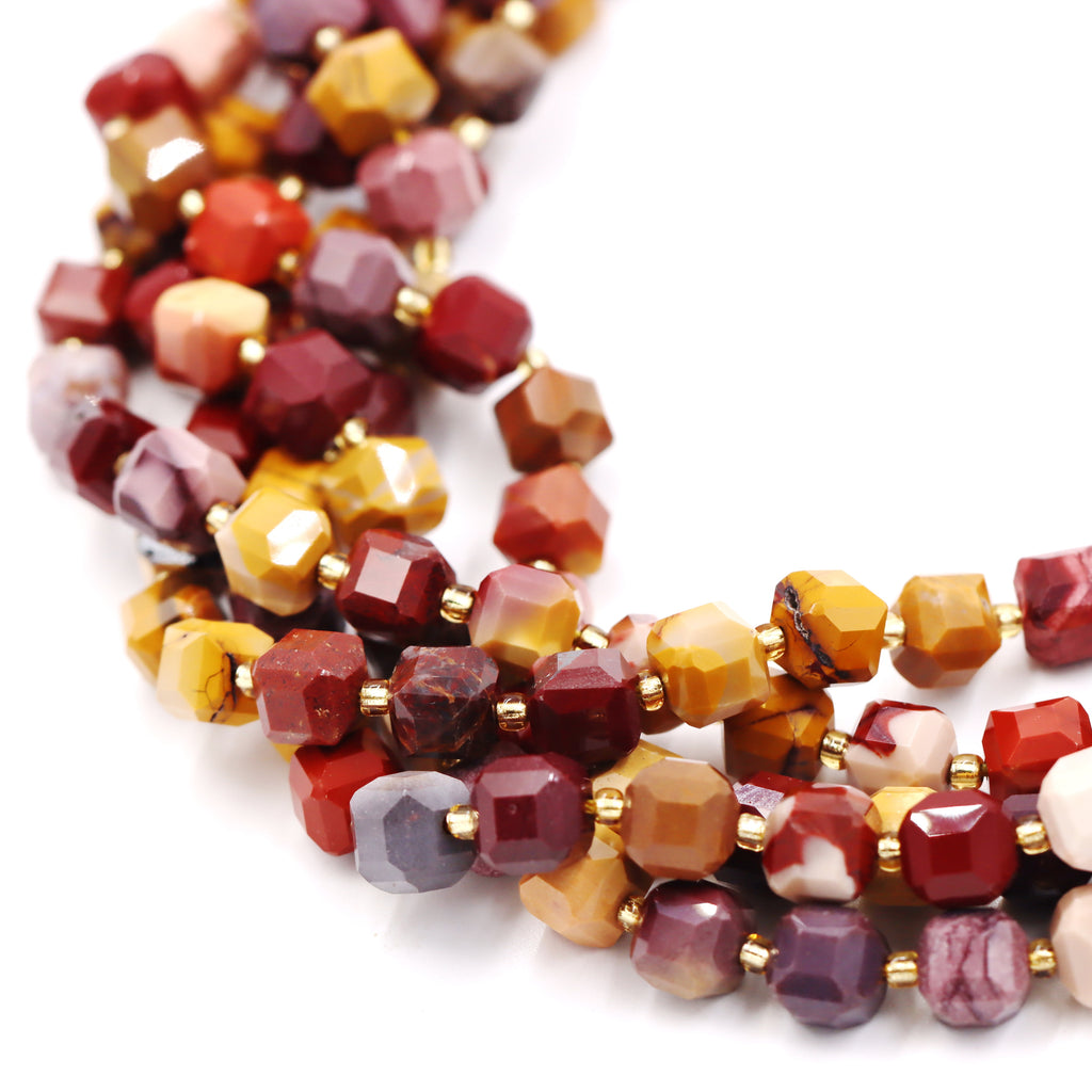 Malahill faceted cube stone beads for jewelry making, sold per bag 5 strands inside, Mookaite beads