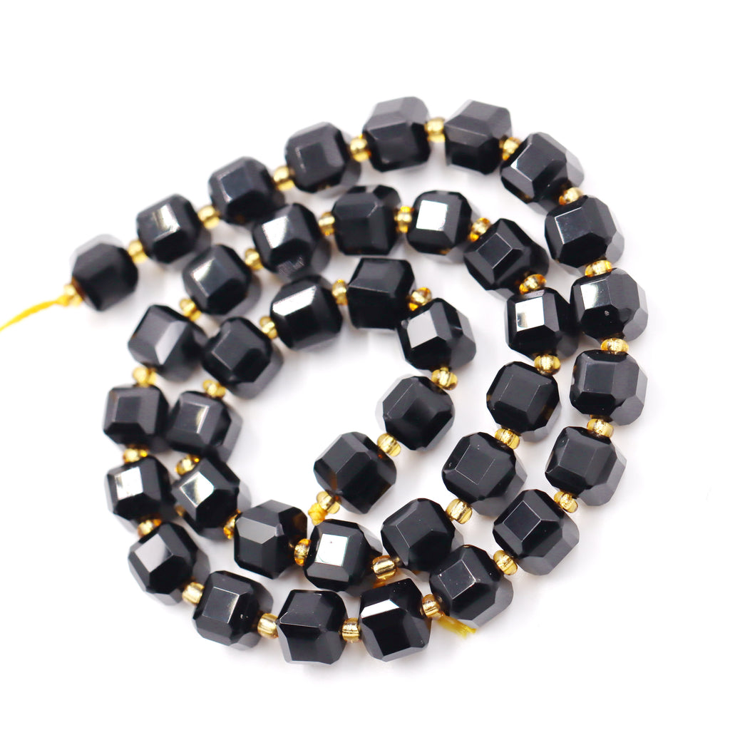 Malahill faceted cube stone beads for jewelry making, sold per bag 5 strands inside, Onyx beads