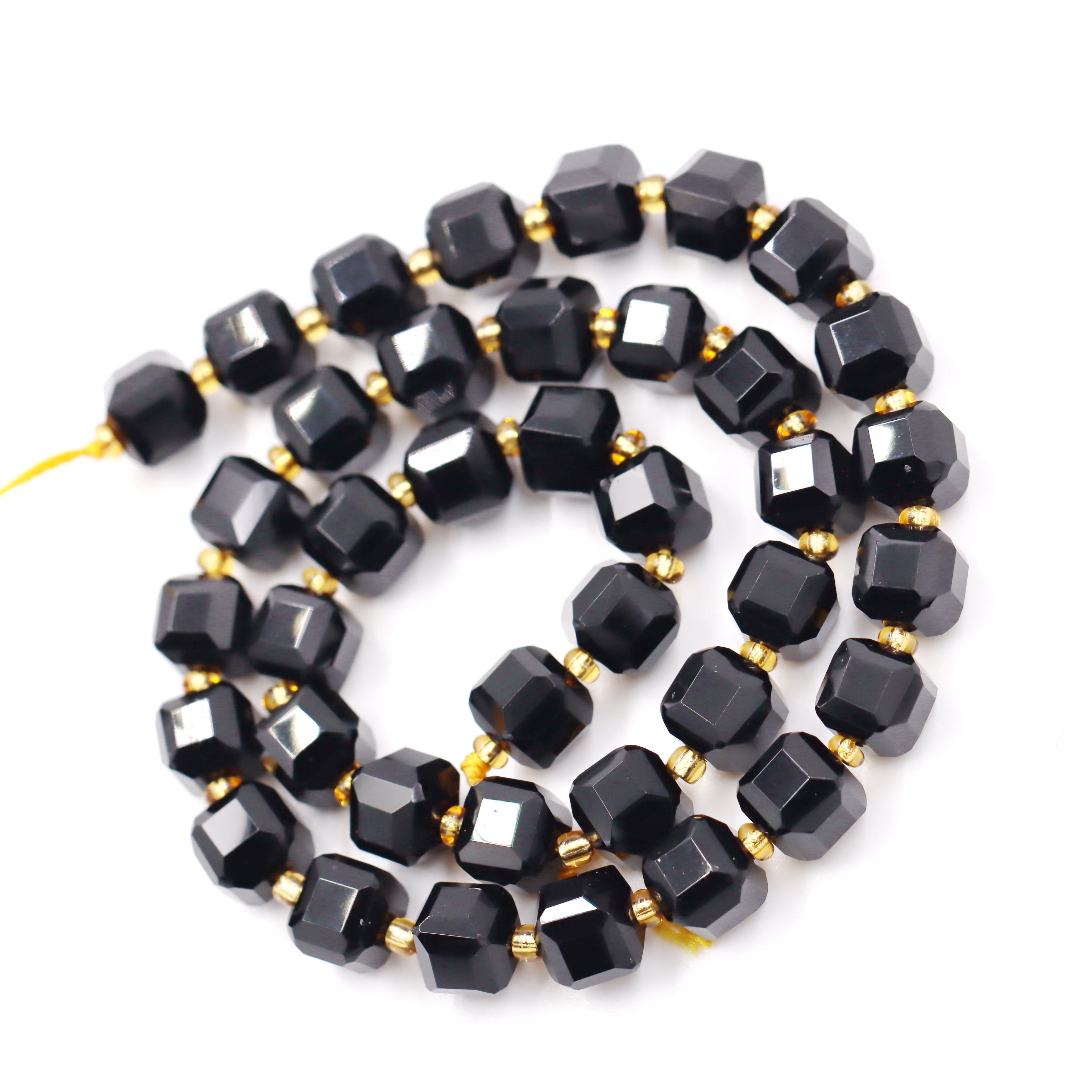 Malahill faceted cube stone beads for jewelry making, sold per bag 5 strands inside, Onyx beads