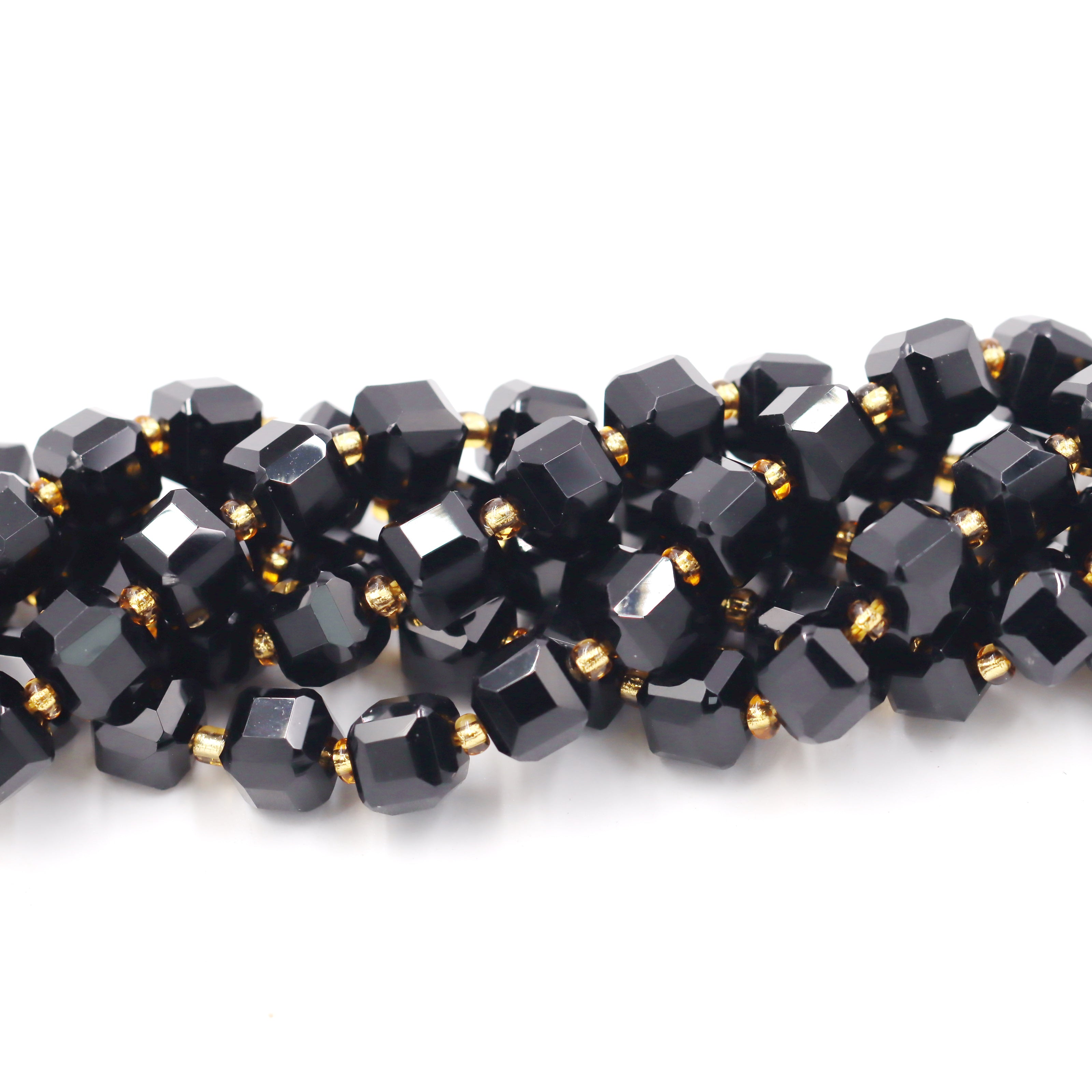 Malahill faceted cube stone beads for jewelry making, sold per bag 5 strands inside, Onyx beads