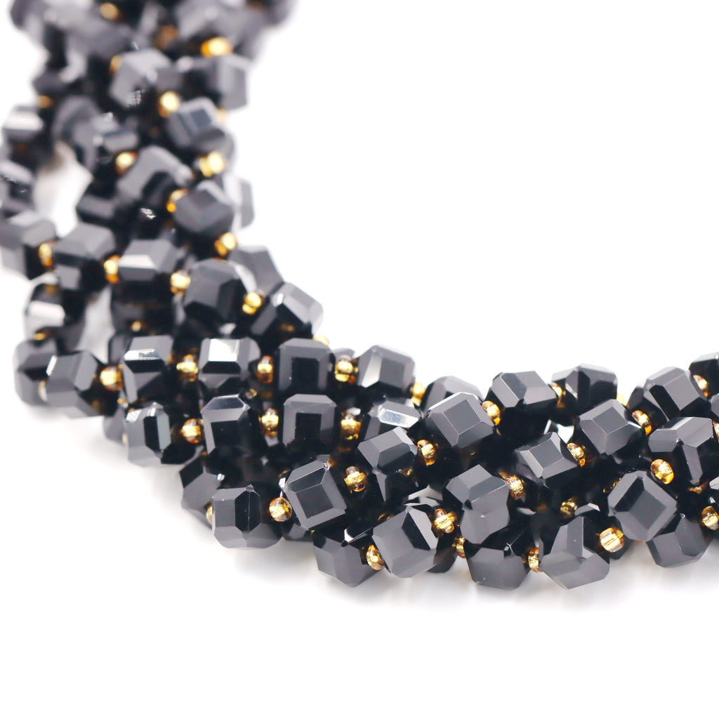 Malahill faceted cube stone beads for jewelry making, sold per bag 5 strands inside, Onyx beads