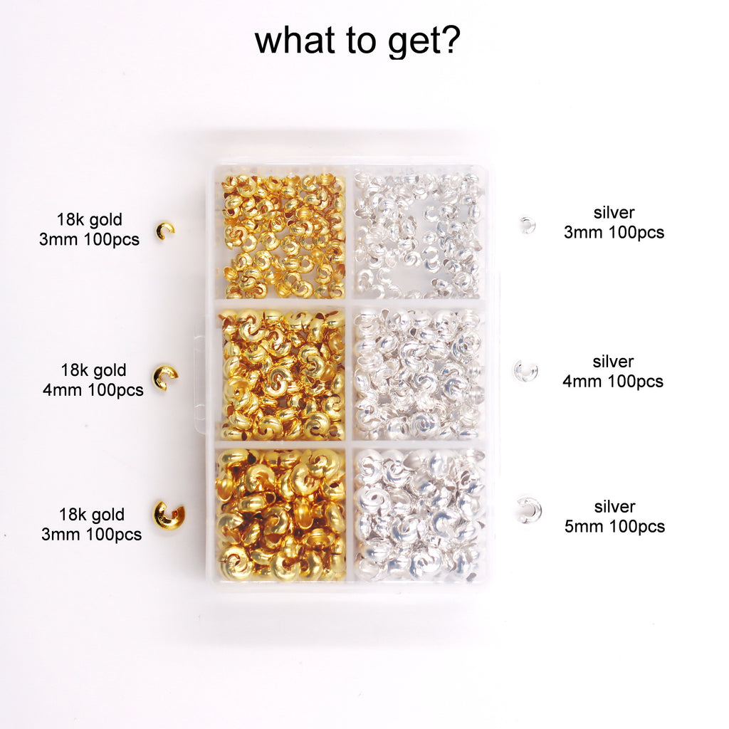 Malahill jewelry findings crimp beads cover for jewelry necklace bracelet making 3mm/4mm/5mm each 200pcs