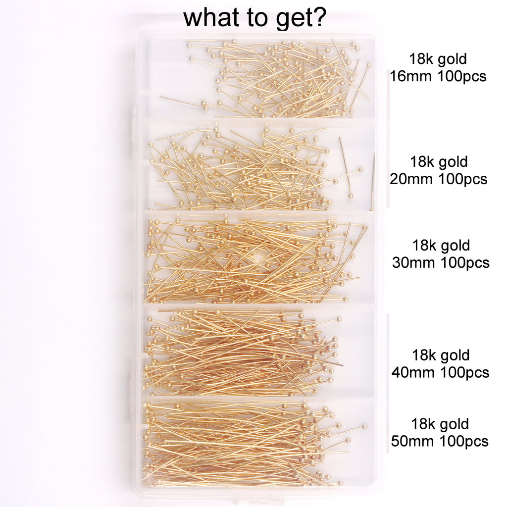 Malahill excellent quality jewelry findings 500pcs ball pins for jewelry making 16-50mm