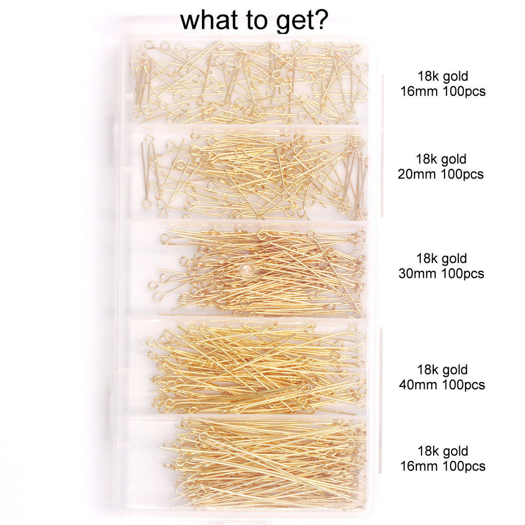 Malahill excellent quality jewelry findings 500pcs eye pins for jewelry making 16-50mm