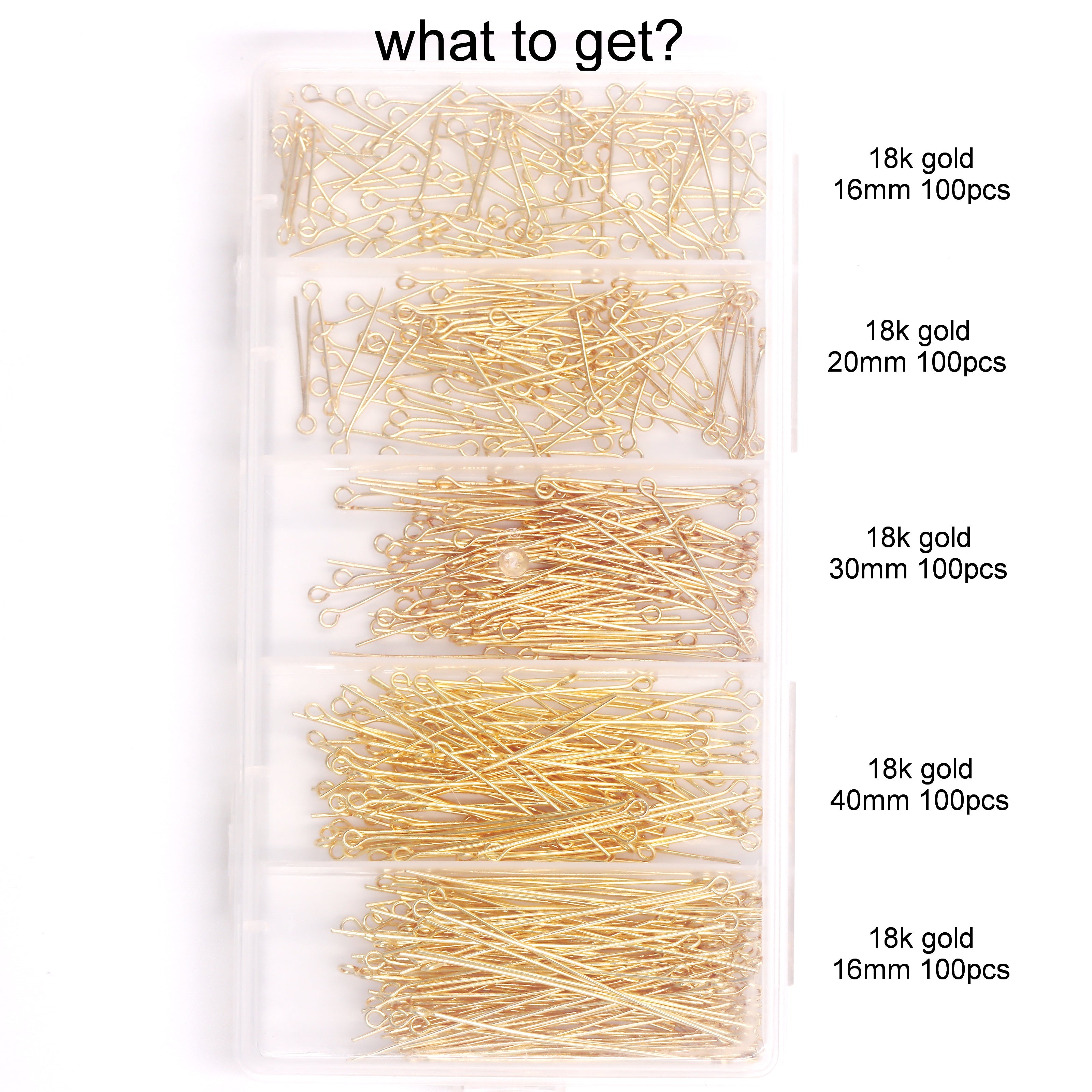 Malahill excellent quality jewelry findings 500pcs eye pins for jewelry making 16-50mm