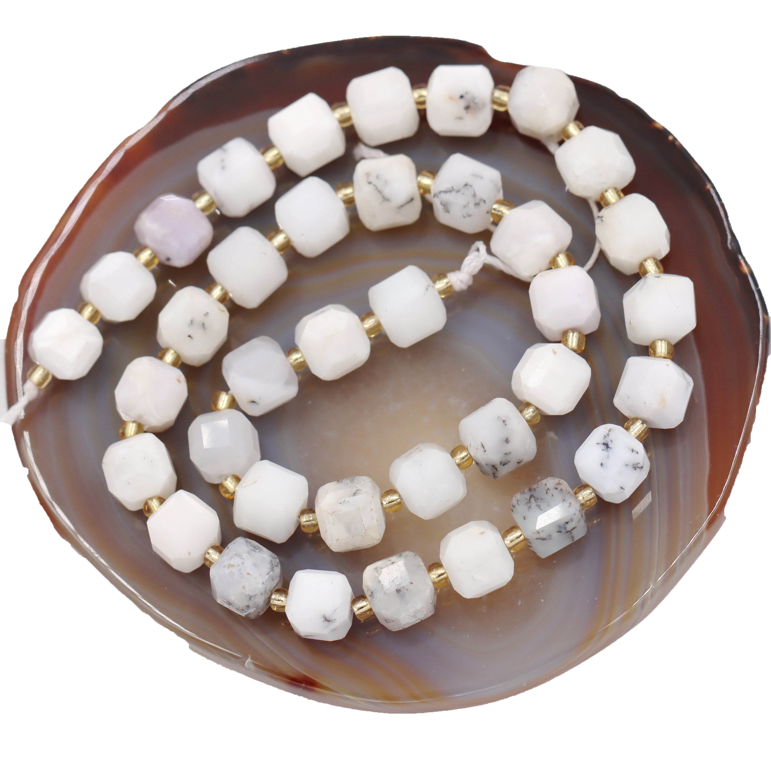 Malahill faceted cube stone beads for jewelry making, sold per bag 5 strands inside, White Jasper beads