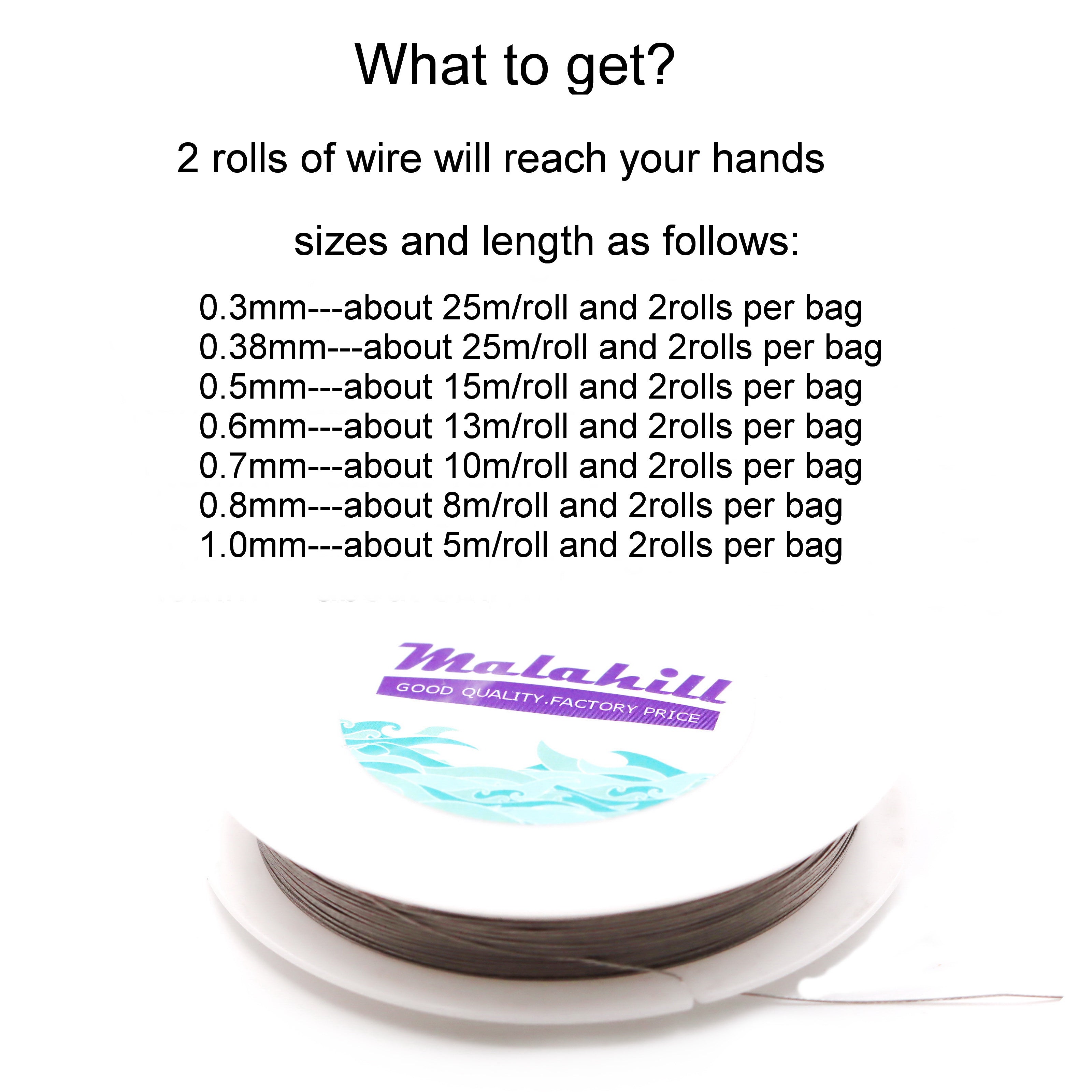 Malahill Nylon Coated stainless steel thread for jewelry making, sold per bag 2 roll beading cord inside