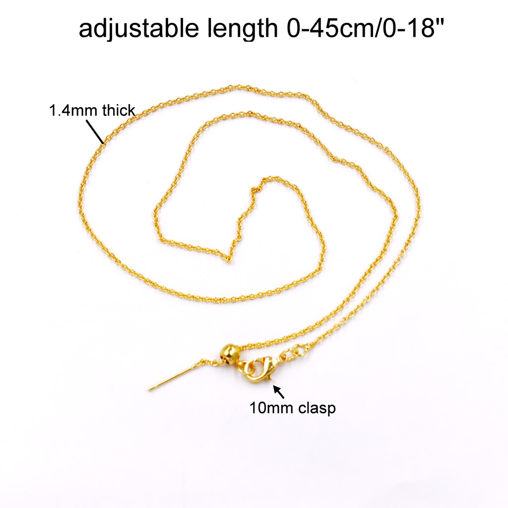 Malahill excellent quality jewelry findings chains for jewelry necklace making, 1.4mm*45cm O chain with omnipotent clasp, sold 10 pieces per box