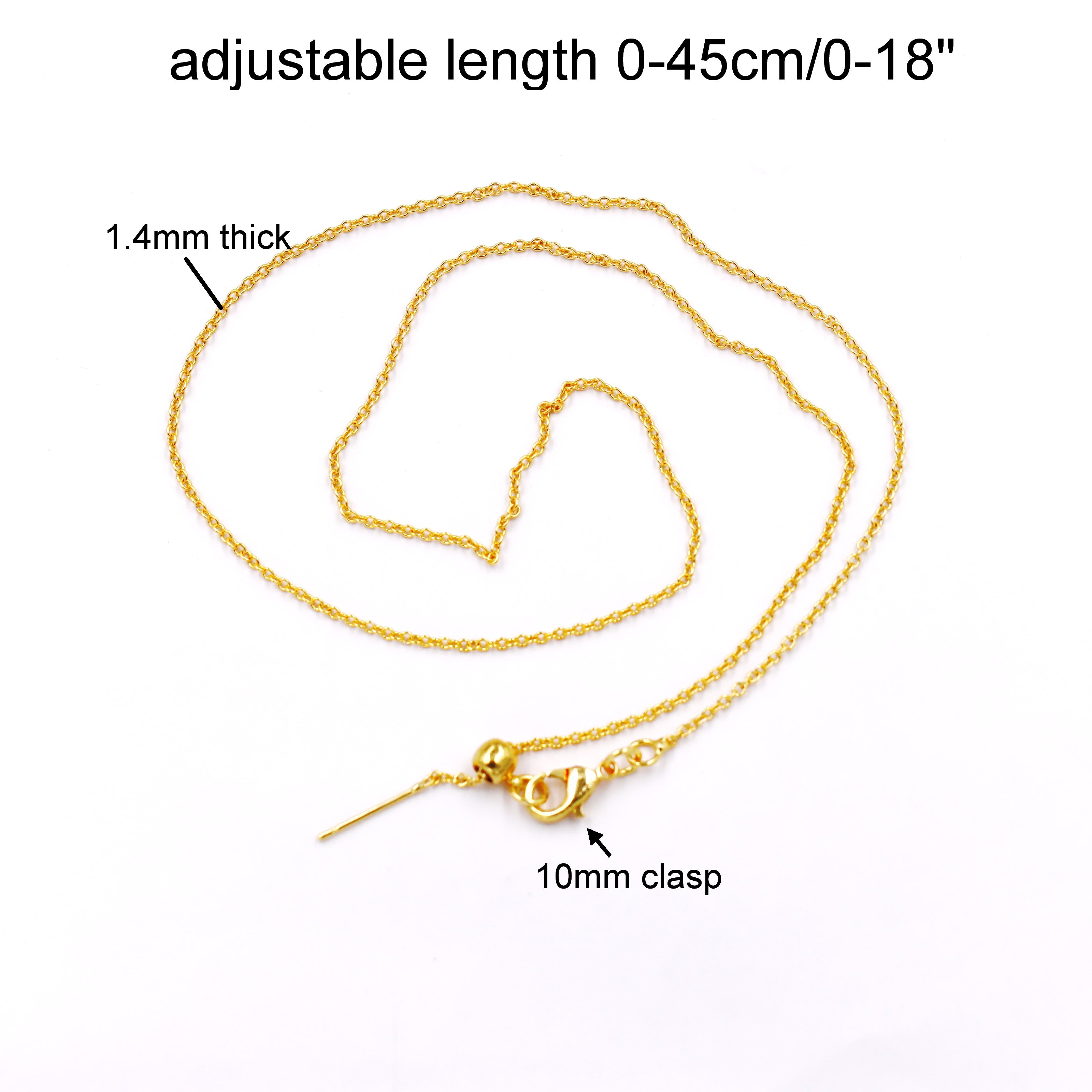 Malahill excellent quality jewelry findings chains for jewelry necklace making, 1.4mm*45cm O chain with omnipotent clasp, sold 10 pieces per box