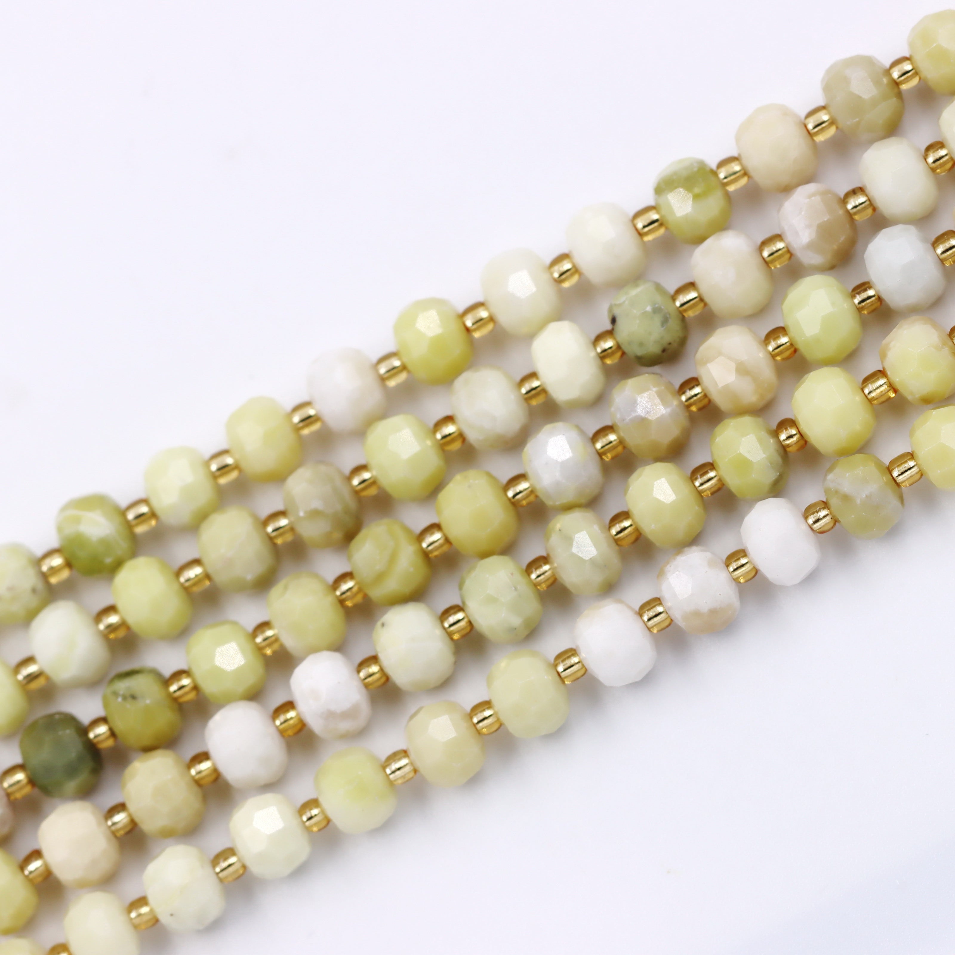 Malahill faceted rondelle gemstone for jewelry making, sold per bag 5 strands inside, Butter Jade beads