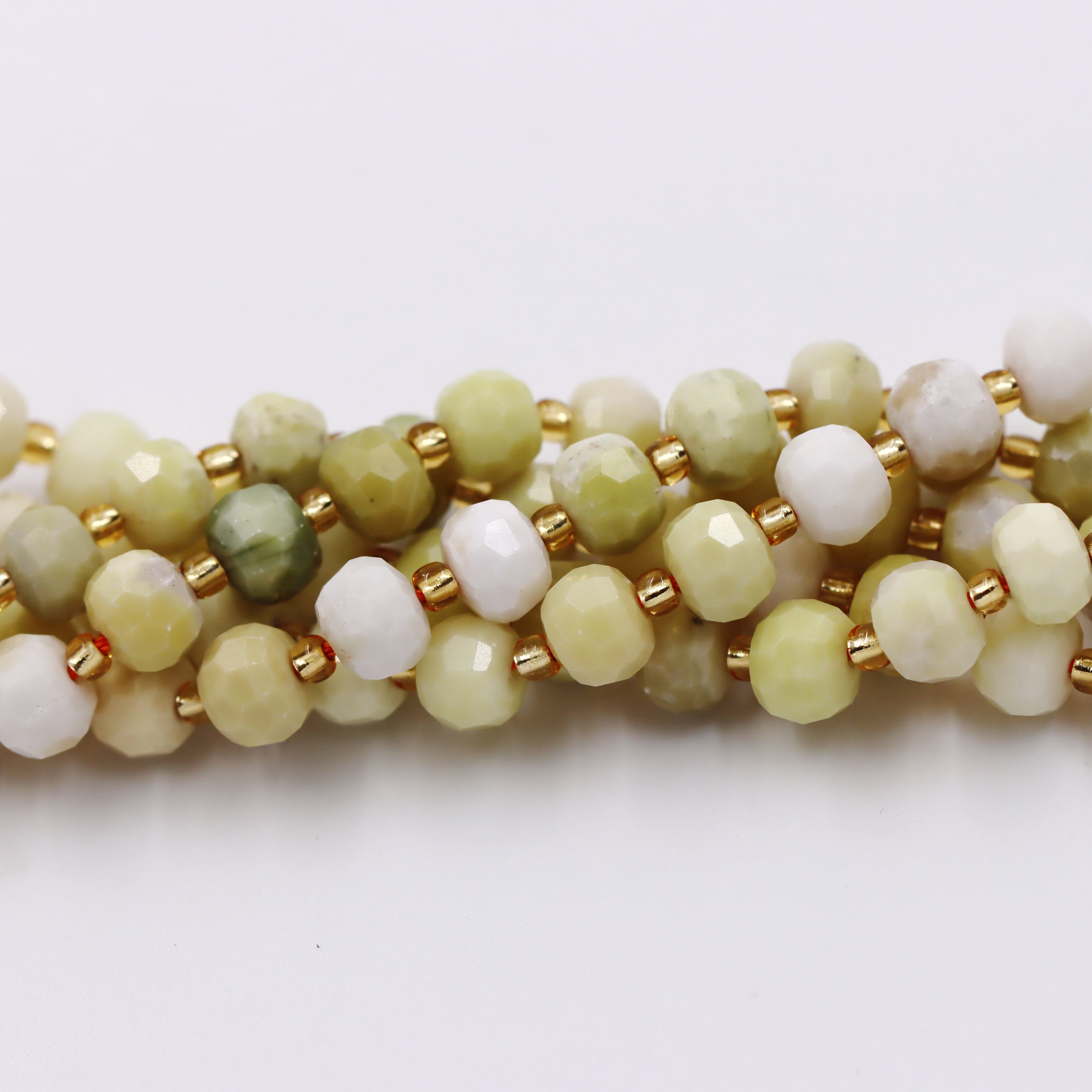 Malahill faceted rondelle gemstone for jewelry making, sold per bag 5 strands inside, Butter Jade beads