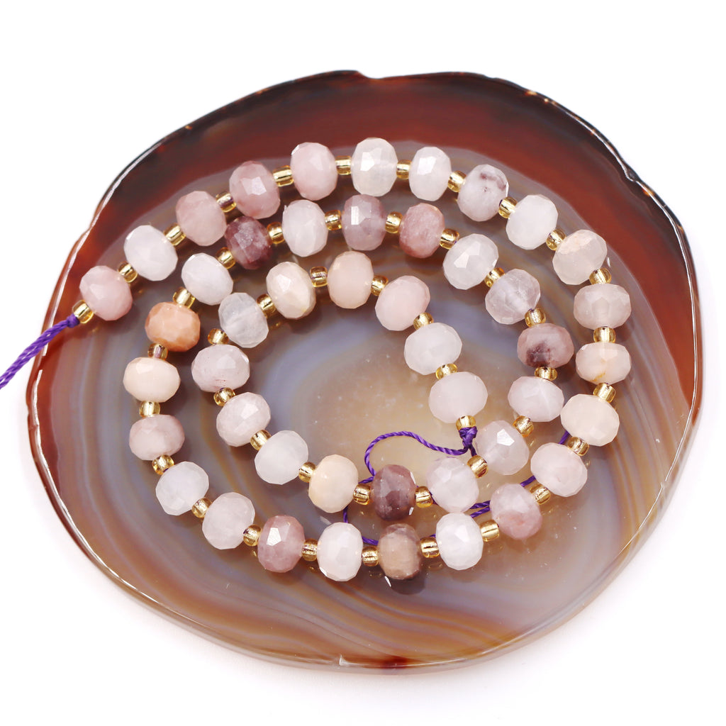 Malahill faceted rondelle gemstone for jewelry making, sold per bag 5 strands inside, Spodumene Quartz beads